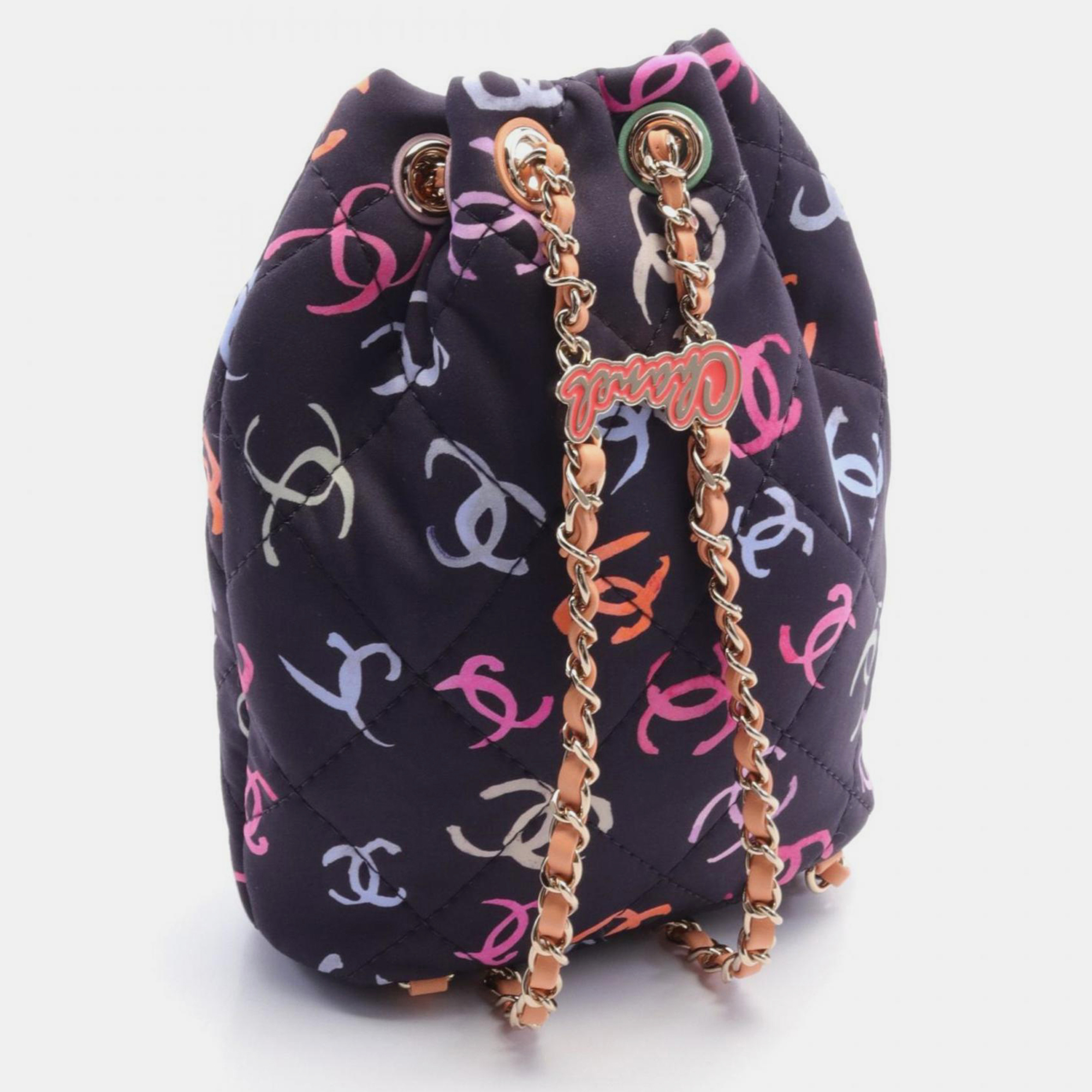 Chanel Navy Multicolor Canvas Coco Mark Rucksack Backpack 