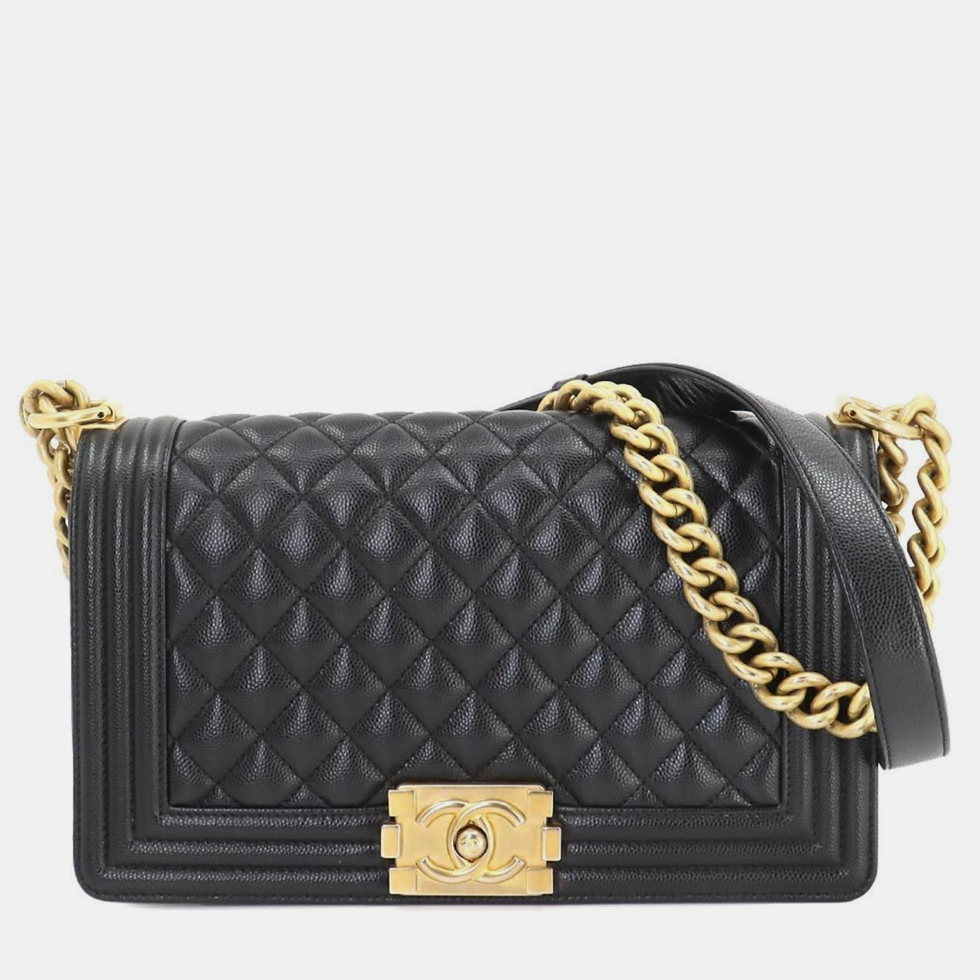 

Chanel Black Caviar Skin Boy Chanel Chain Shoulder Bag