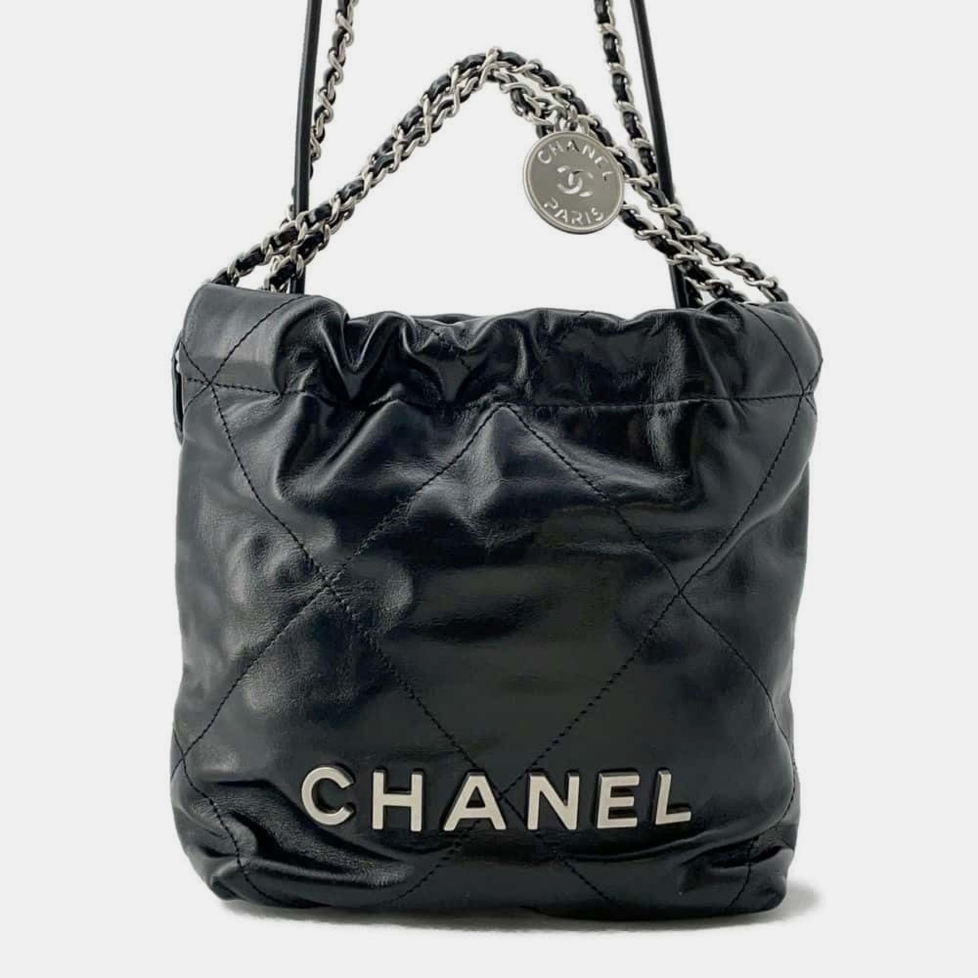 

Chanel Black Calf Leather Chanel 22 Coco Mark Handbag