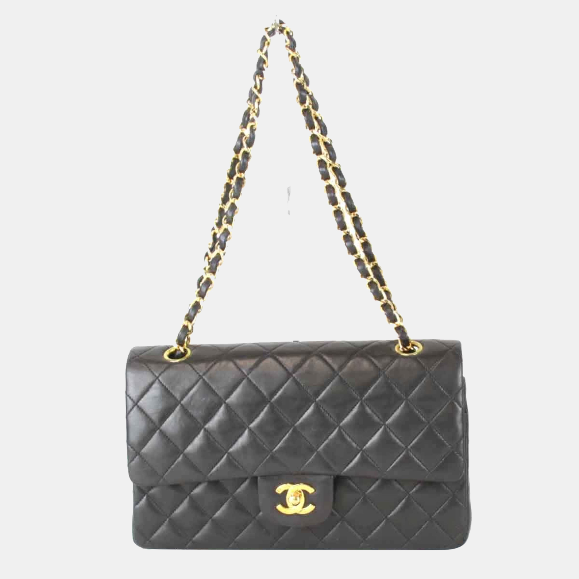 

Chanel Black Lambskin Matelasse Double Flap Shoulder Bag