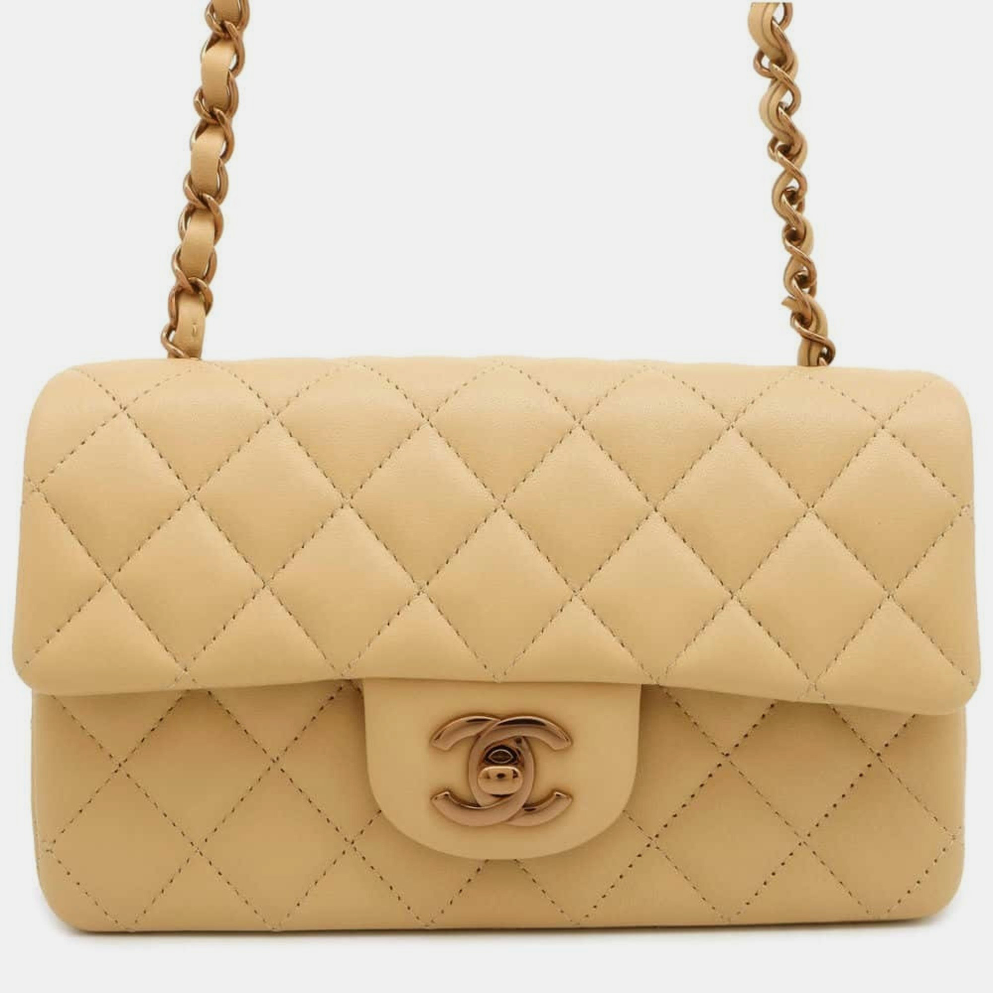 

Chanel Lambskin Matelasse Coco Mark Flap Chain Shoulder Bag, Beige