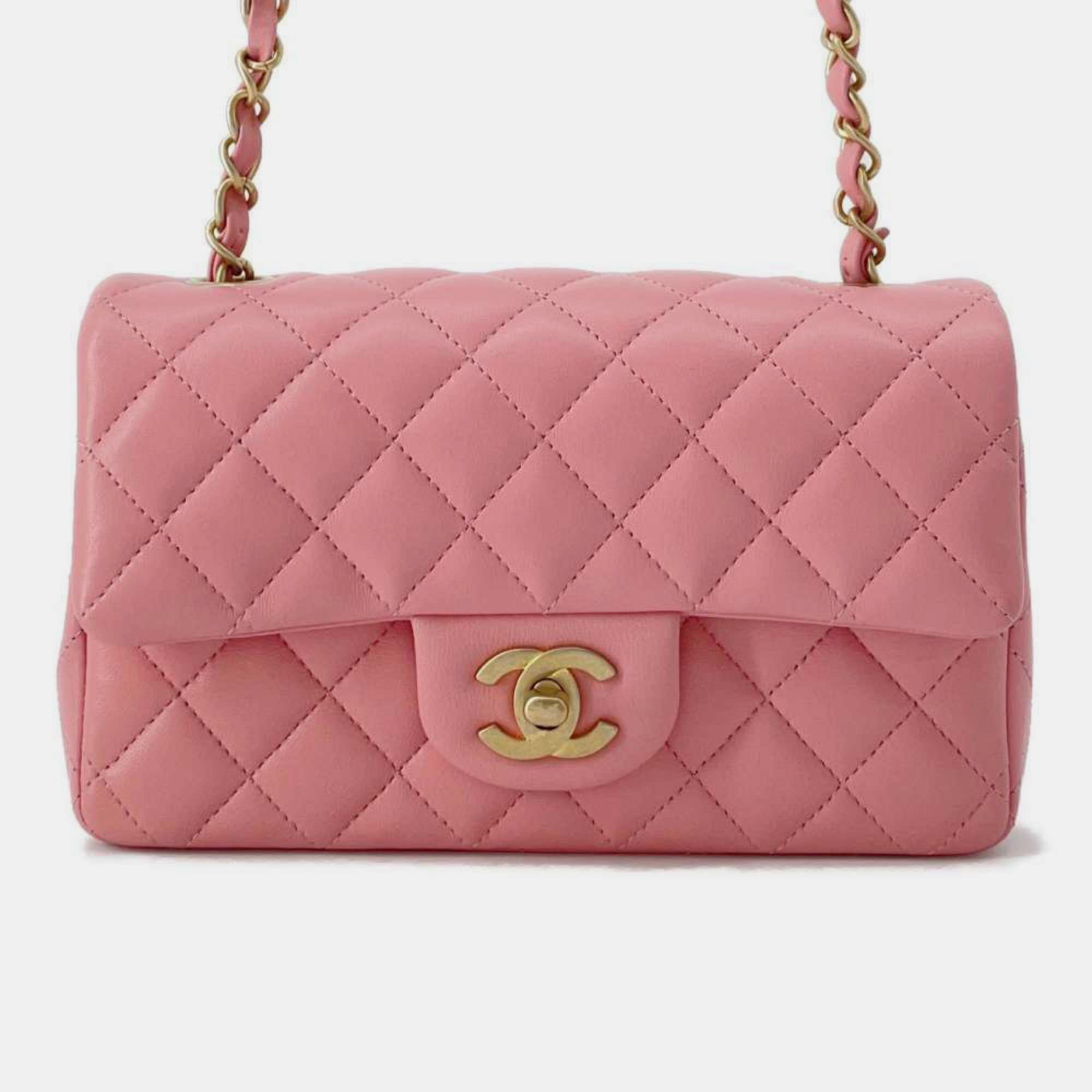 

Chanel Coco Mark Matelasse Lambskin Chanel Flap Chain Shoulder Bag, Pink