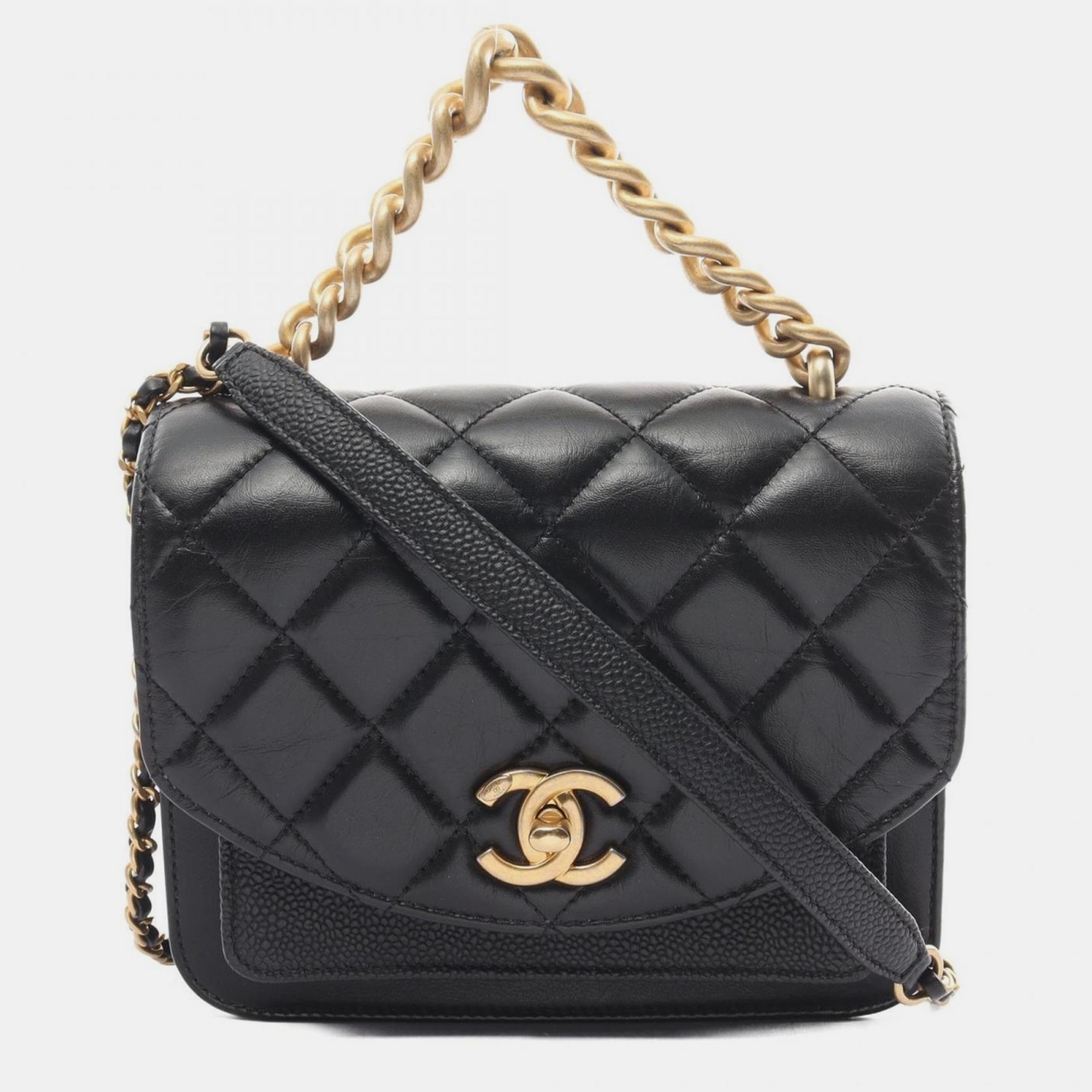 

Chanel Black Leather Caviar Skin (Grained Calf) Matelasse Shoulder Bag