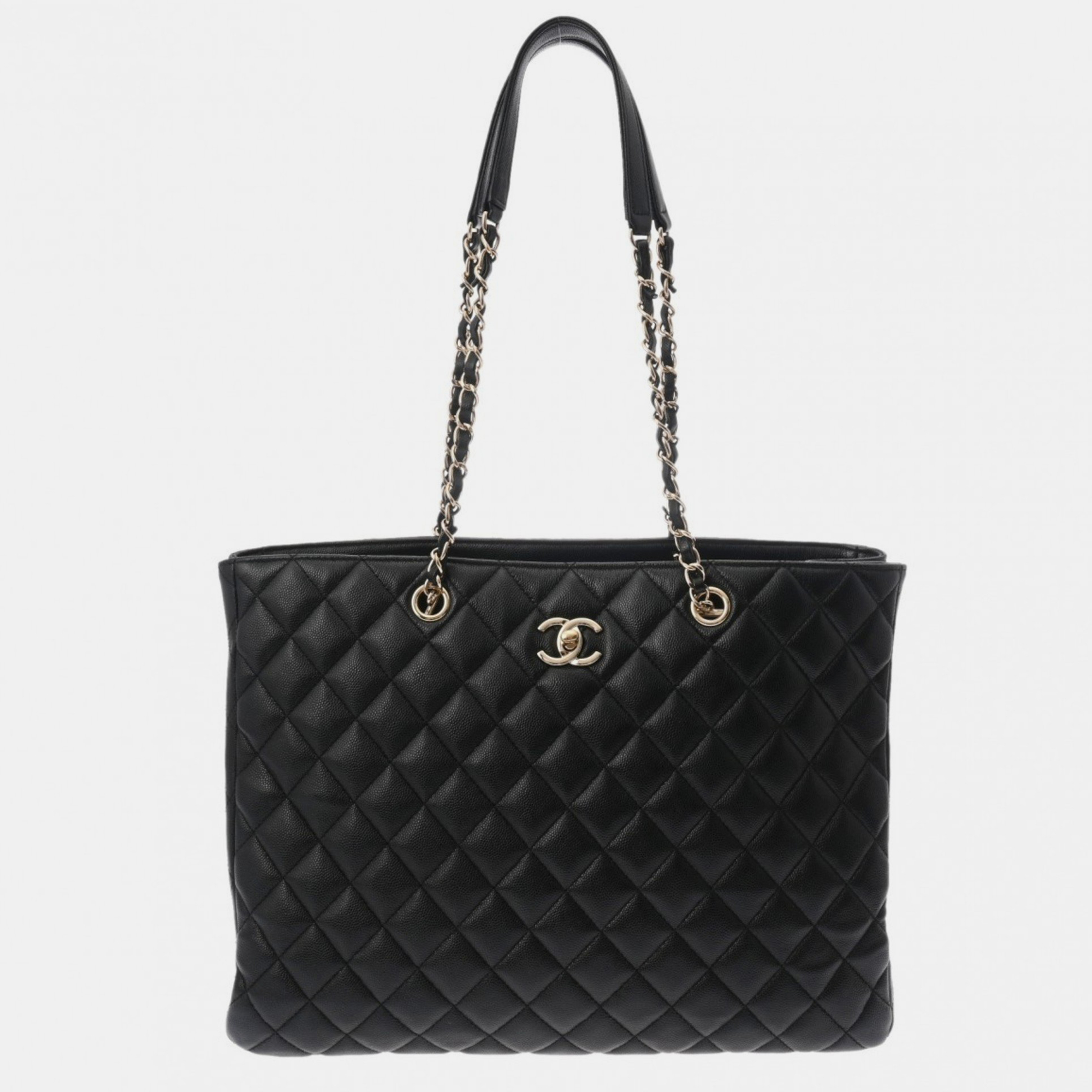 

Chanel Black Caviar Skin Matelasse Chain Tote Bag
