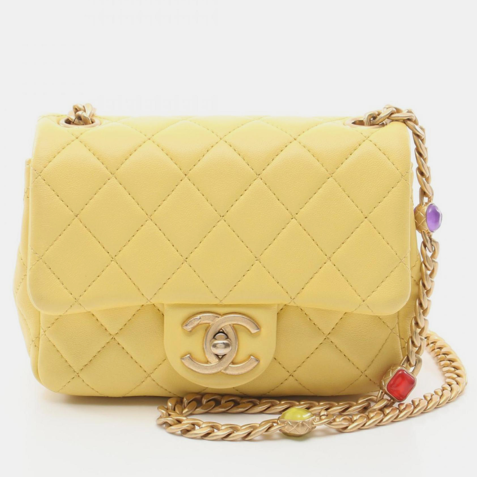 

Chanel Yellow Lambskin Matelasse Gripoie Shoulder Bag