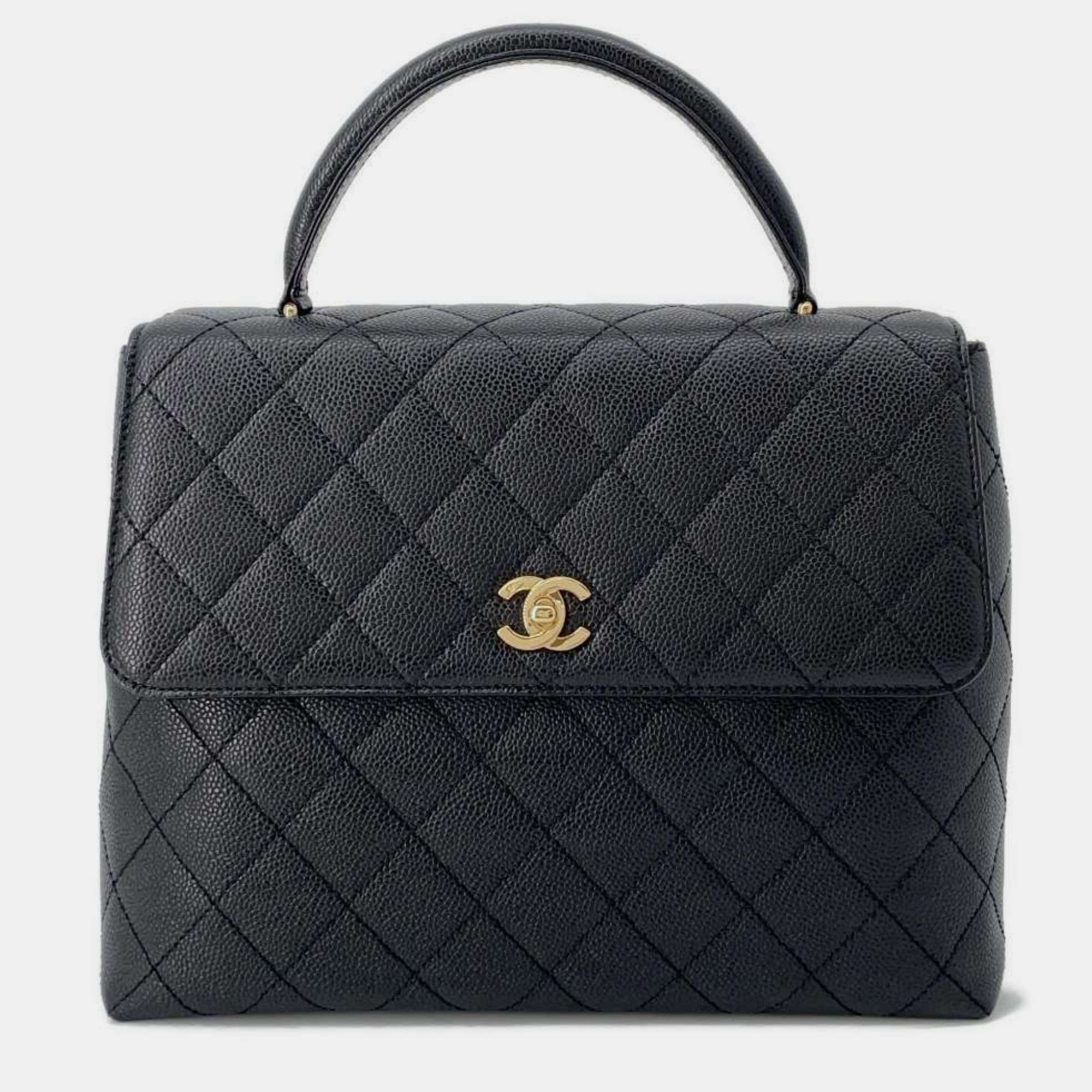 

Chanel Black Caviar Skin Matelasse Coco Mark Handbag