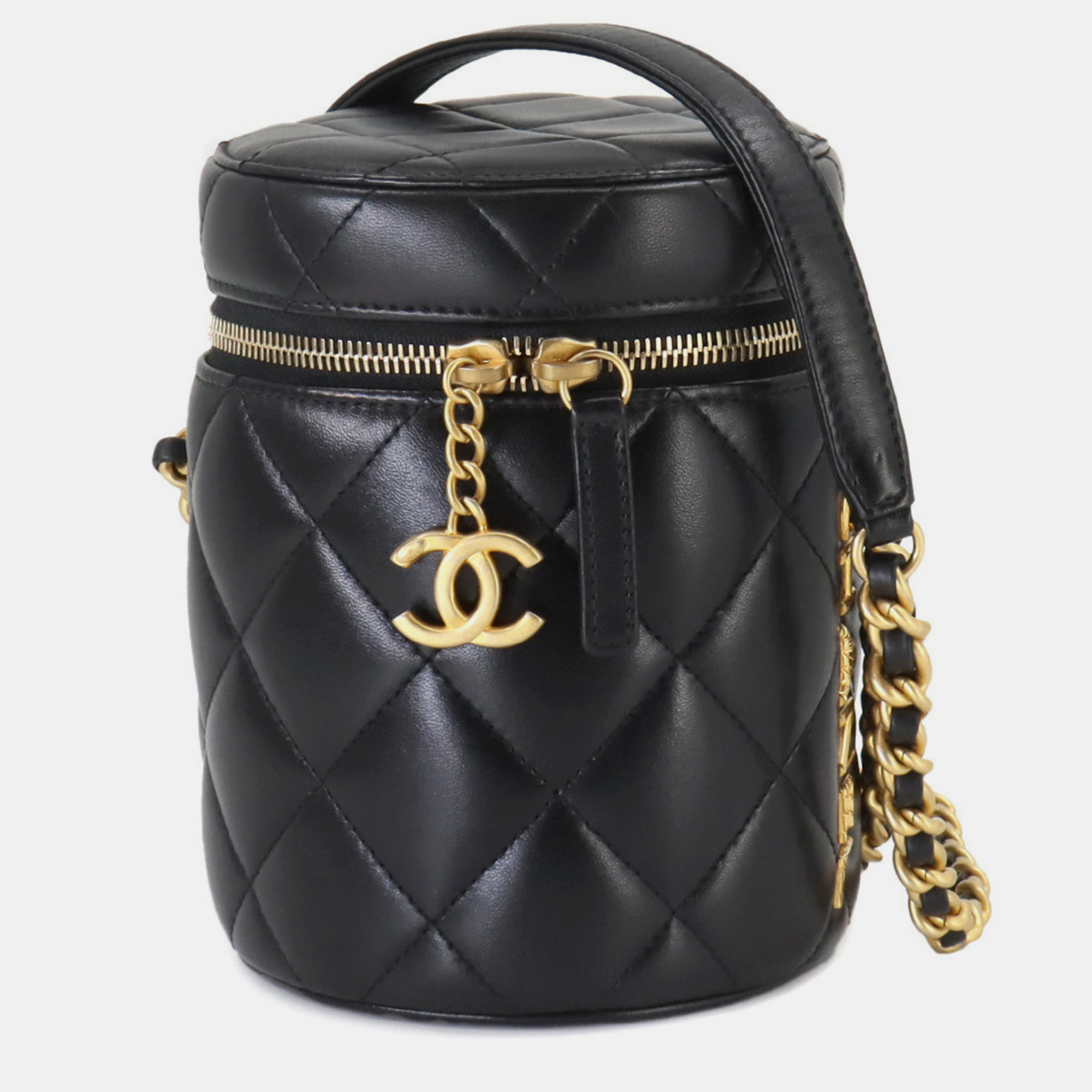 

Chanel Black Leather Matelasse Vanity Chain Shoulder Bag