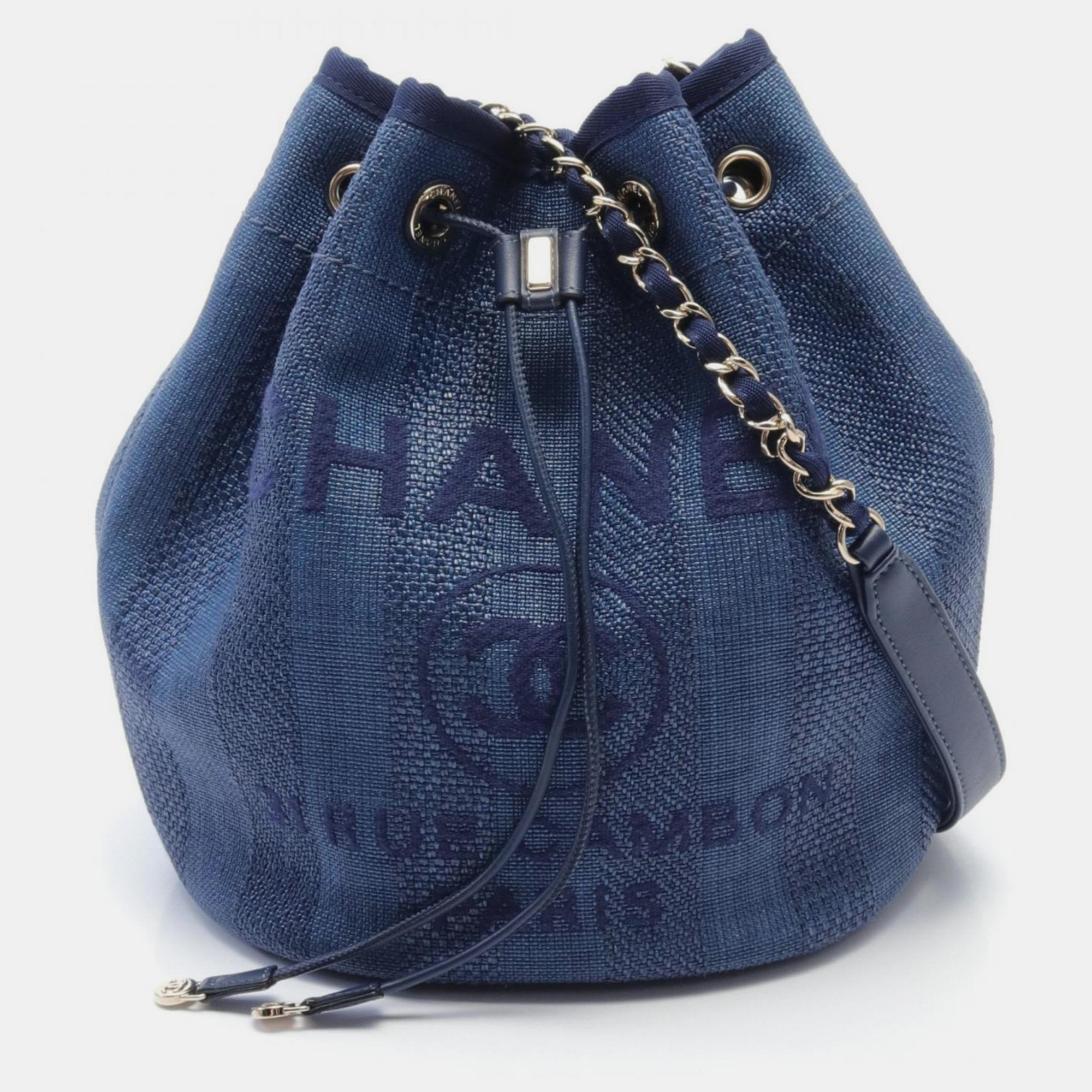 

Chanel Blue Navy Leather Straw Deauville Shoulder Bag