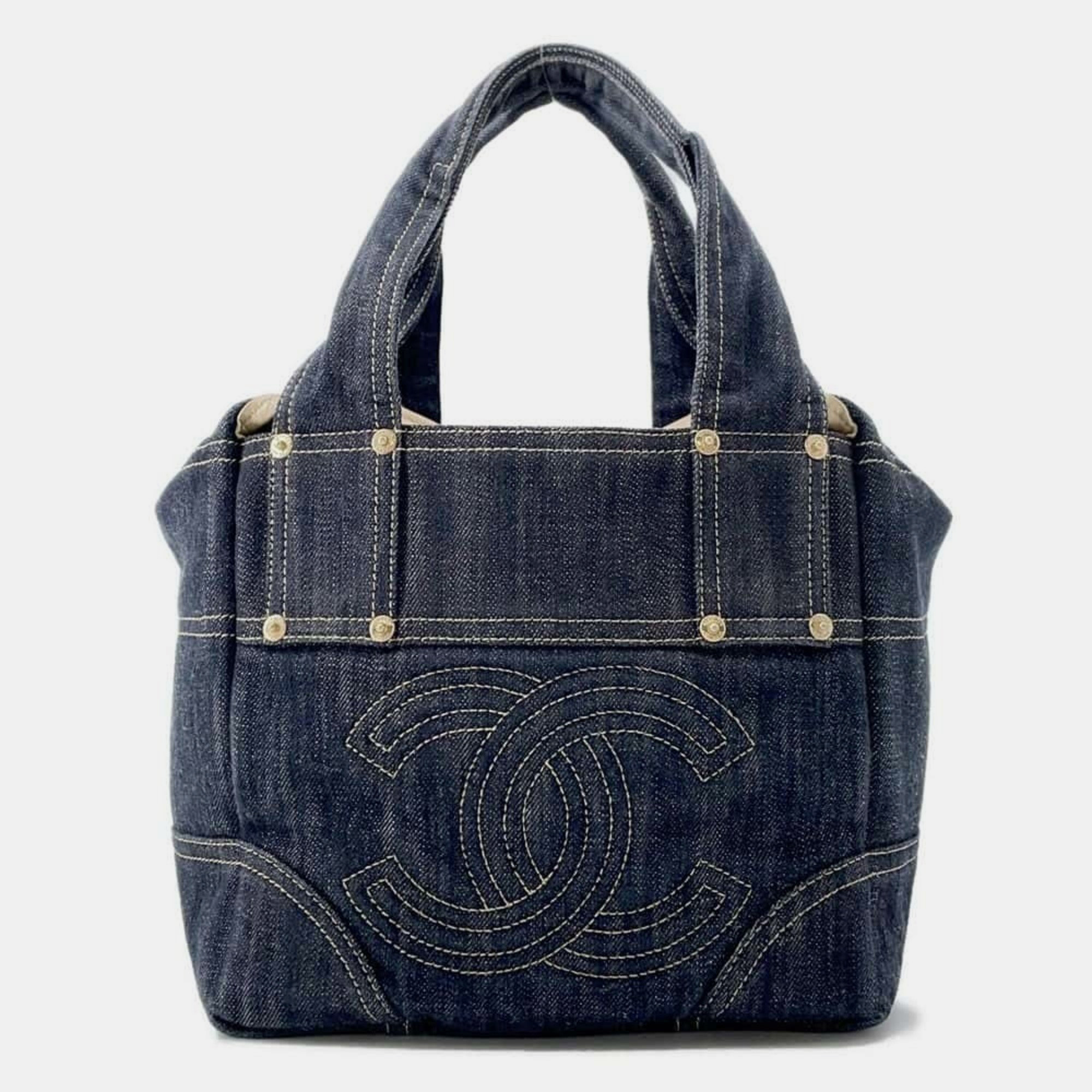 

Chanel Coco Mark Sparkling Denim Tote Bag, Blue