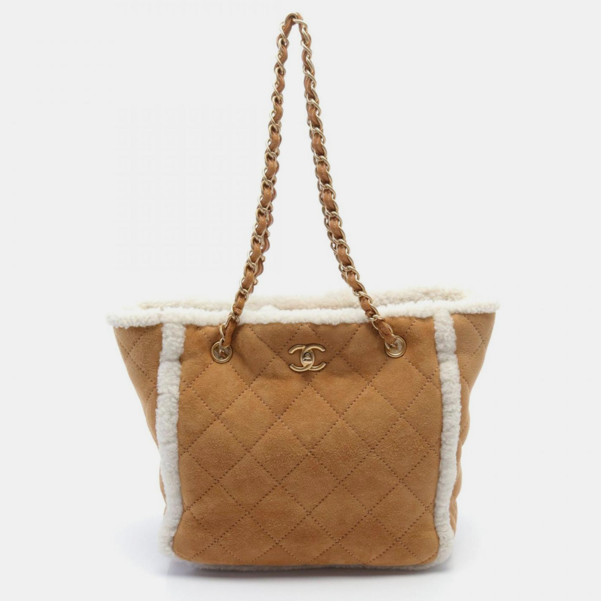 

Chanel Brown White Mouton Matelasse Shoulder Bag