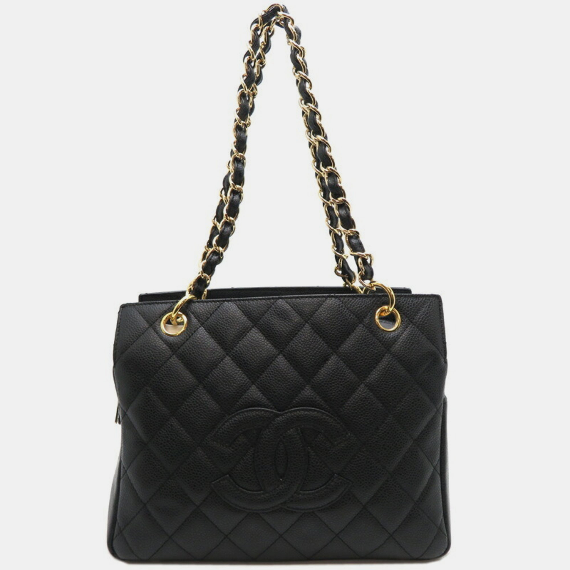 

Chanel Black Caviar Skin Seal Matelasse Petit Timeless Chain Tote Bag