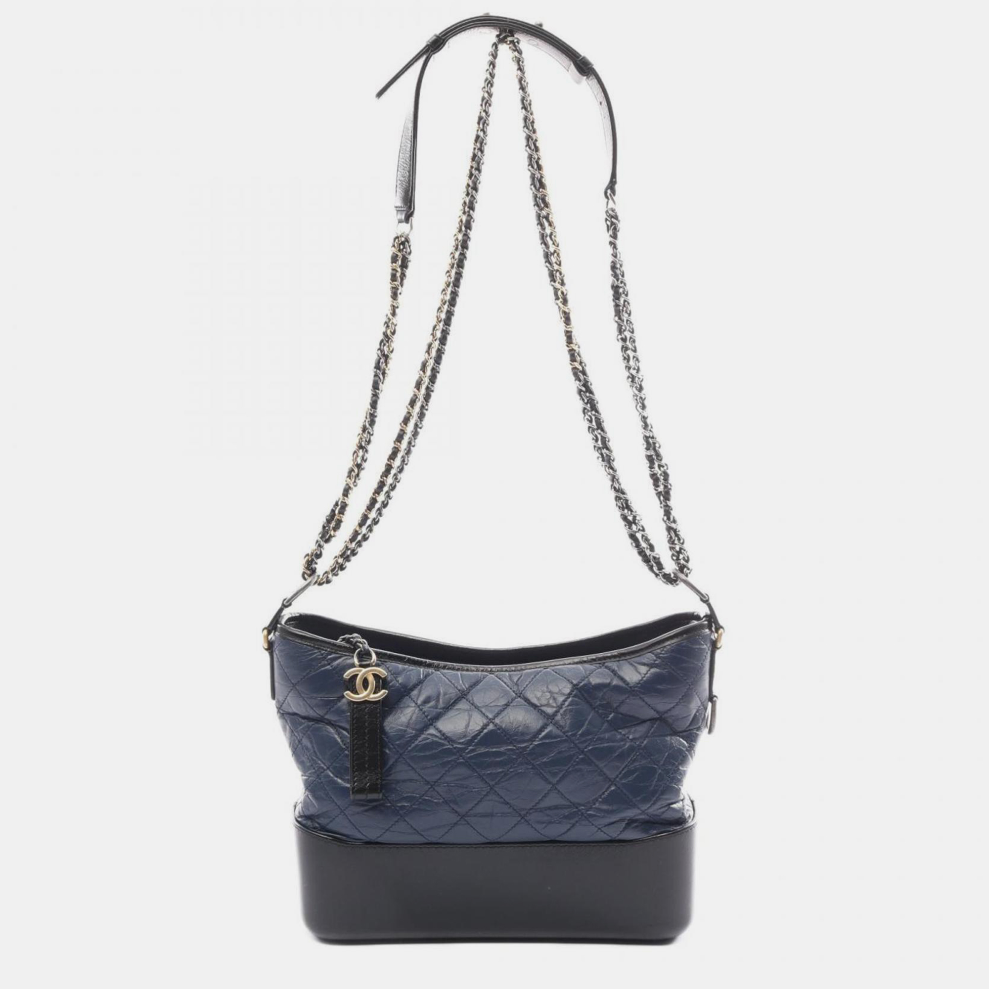 

Chanel Navy Black Leather Gabrielle De Chanel Large Hobo Shoulder Bag