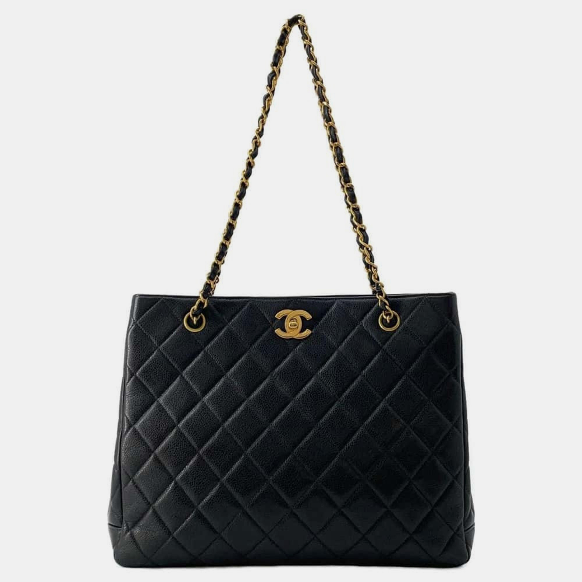 

Chanel Black Caviar Skin Matelasse Coco Mark Chain Shoulder Bag