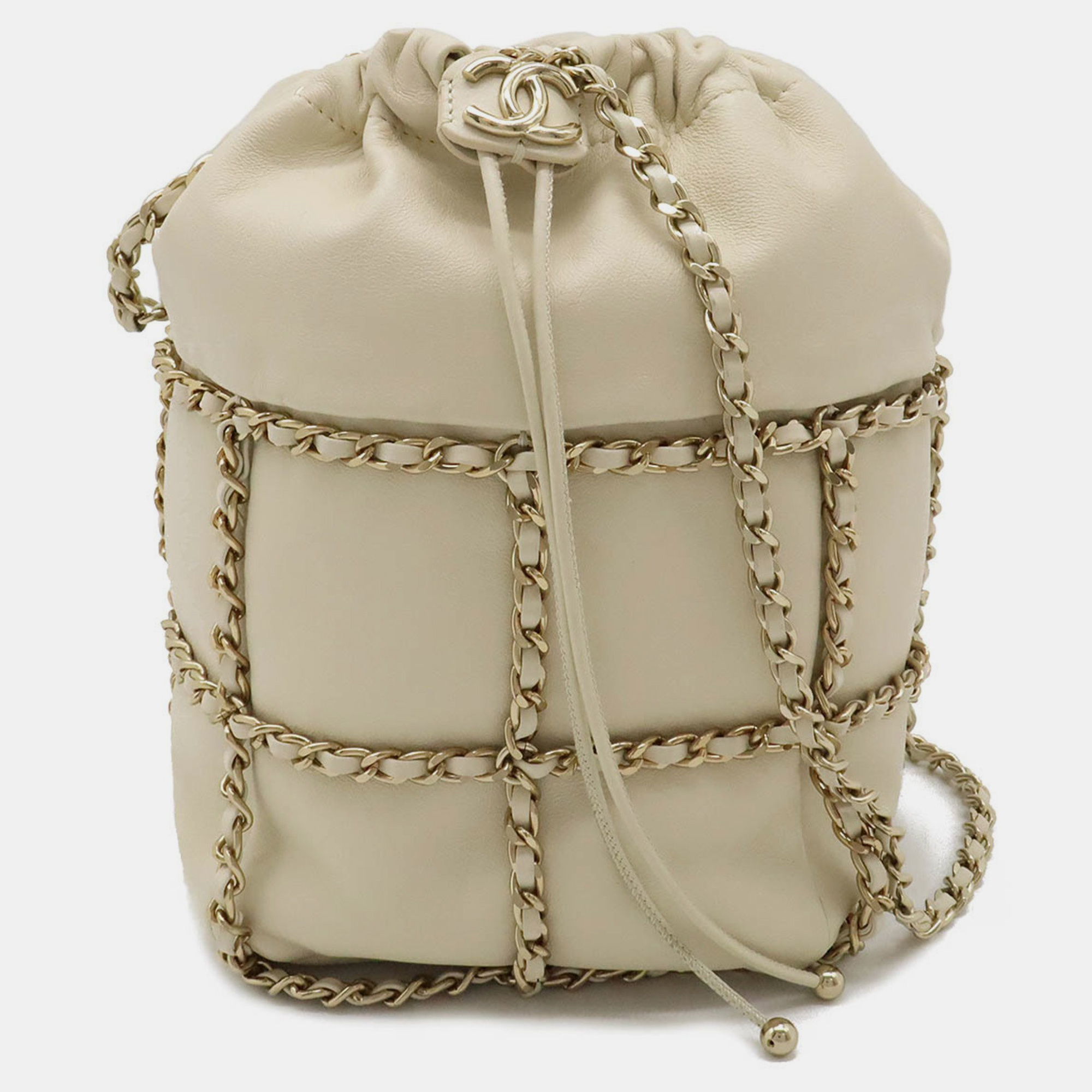 

Chanel Ivory Lambskin Leather Coco Mark Chain Shoulder Bag, Cream