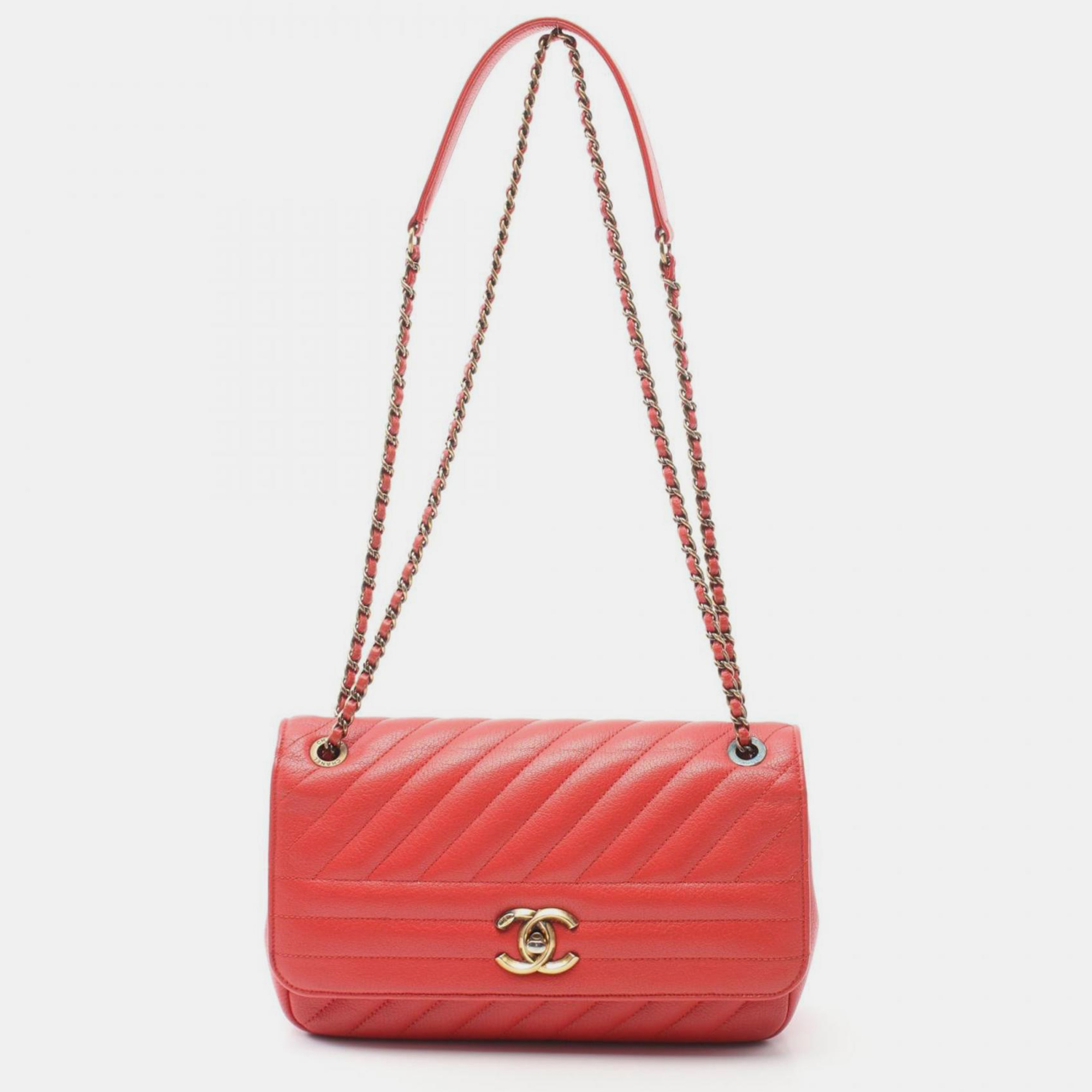 

Chanel Red Leather Coco Mark Shoulder Bag