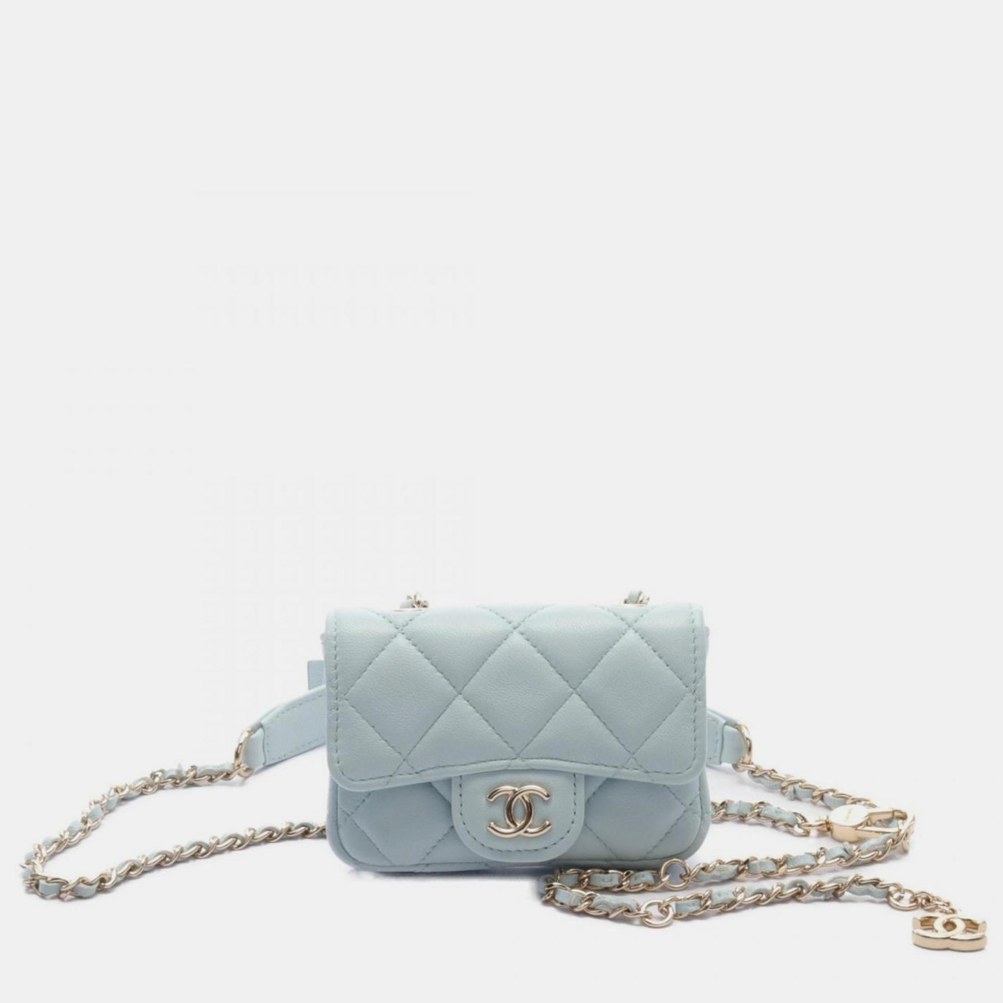 Pre-owned Chanel Blue Leather Matelasse Belt Bag