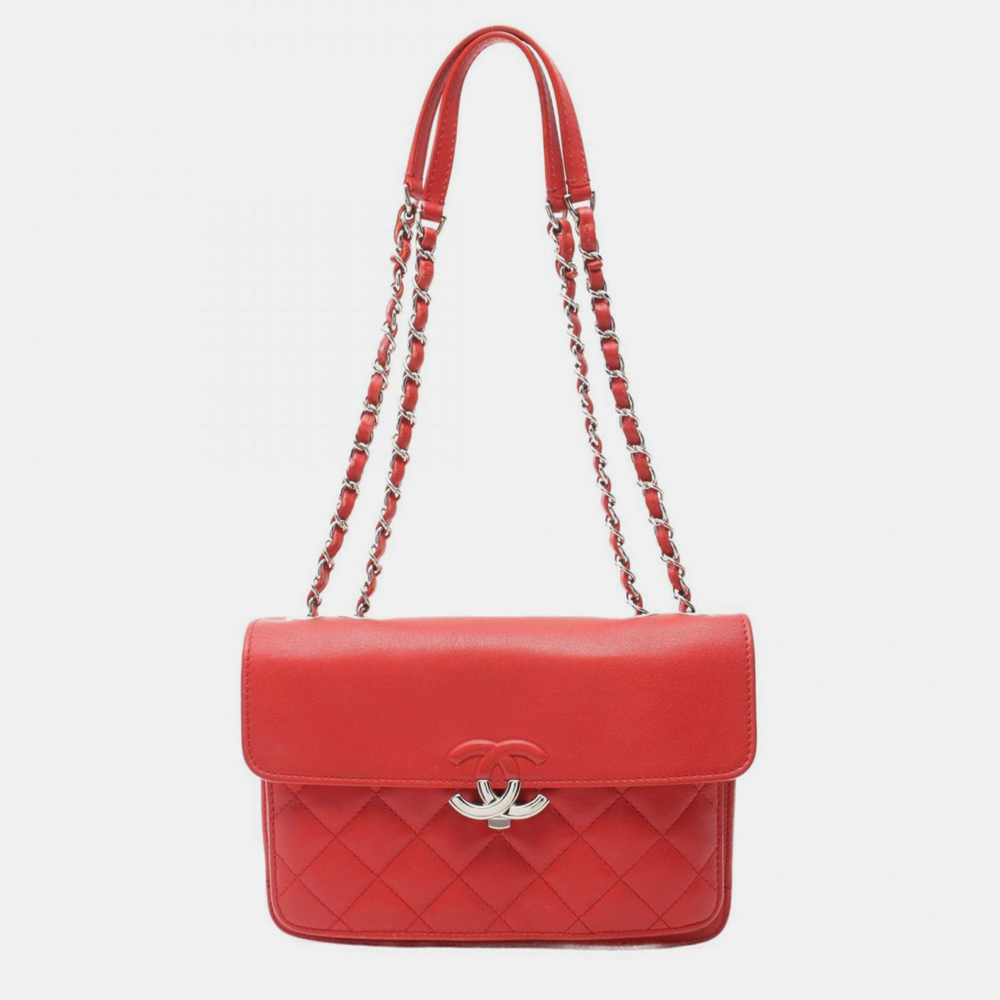 

Chanel Red Leather Matelasse Half Coco Shoulder Bag