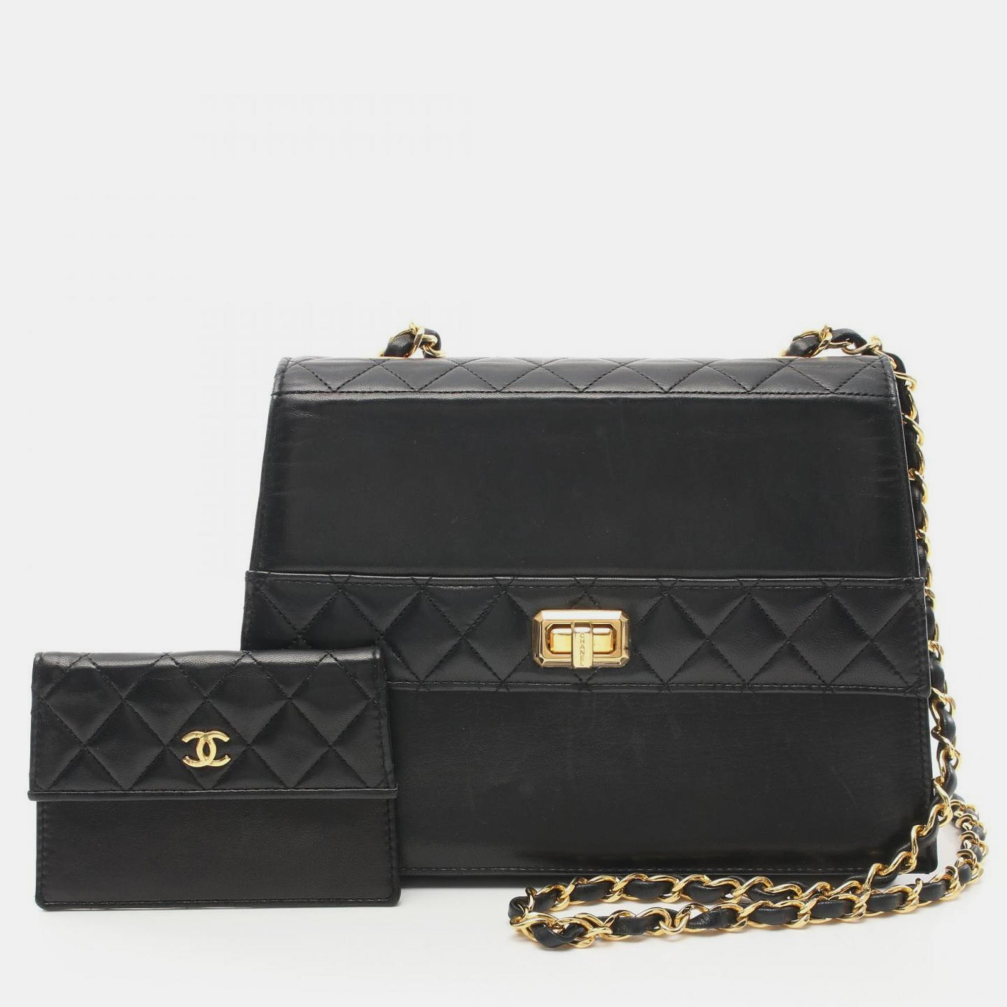 

Chanel Black Lambskin Matelasse Shoulder Bag