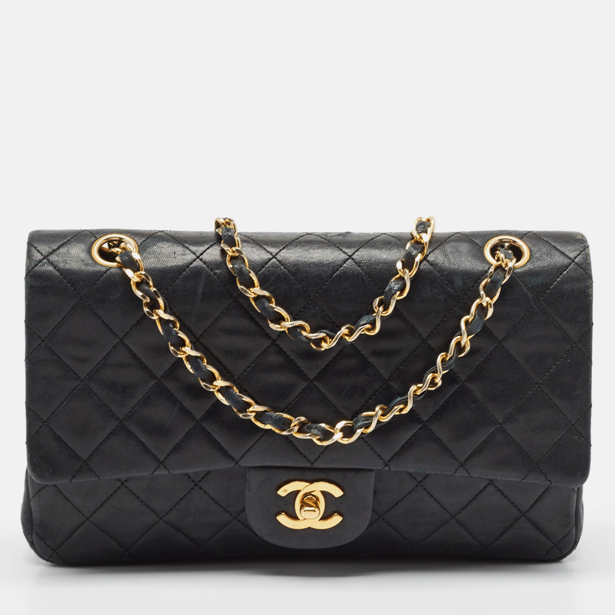 

Chanel Black Quilted Leather  Vintage Classic Double Flap Bag