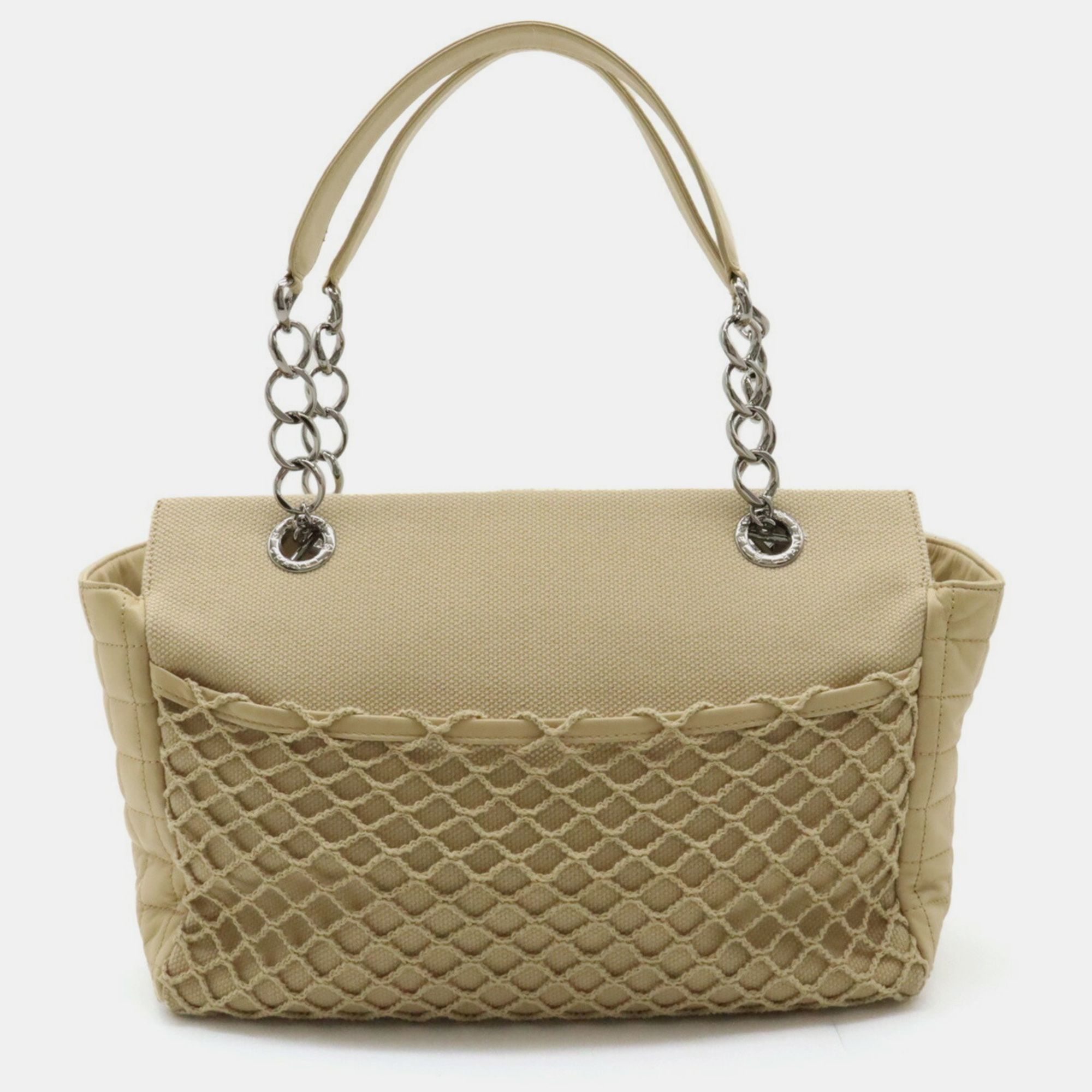 

Chanel Beige Canvas Leather Coco Mark Chain Shoulder Tote bag