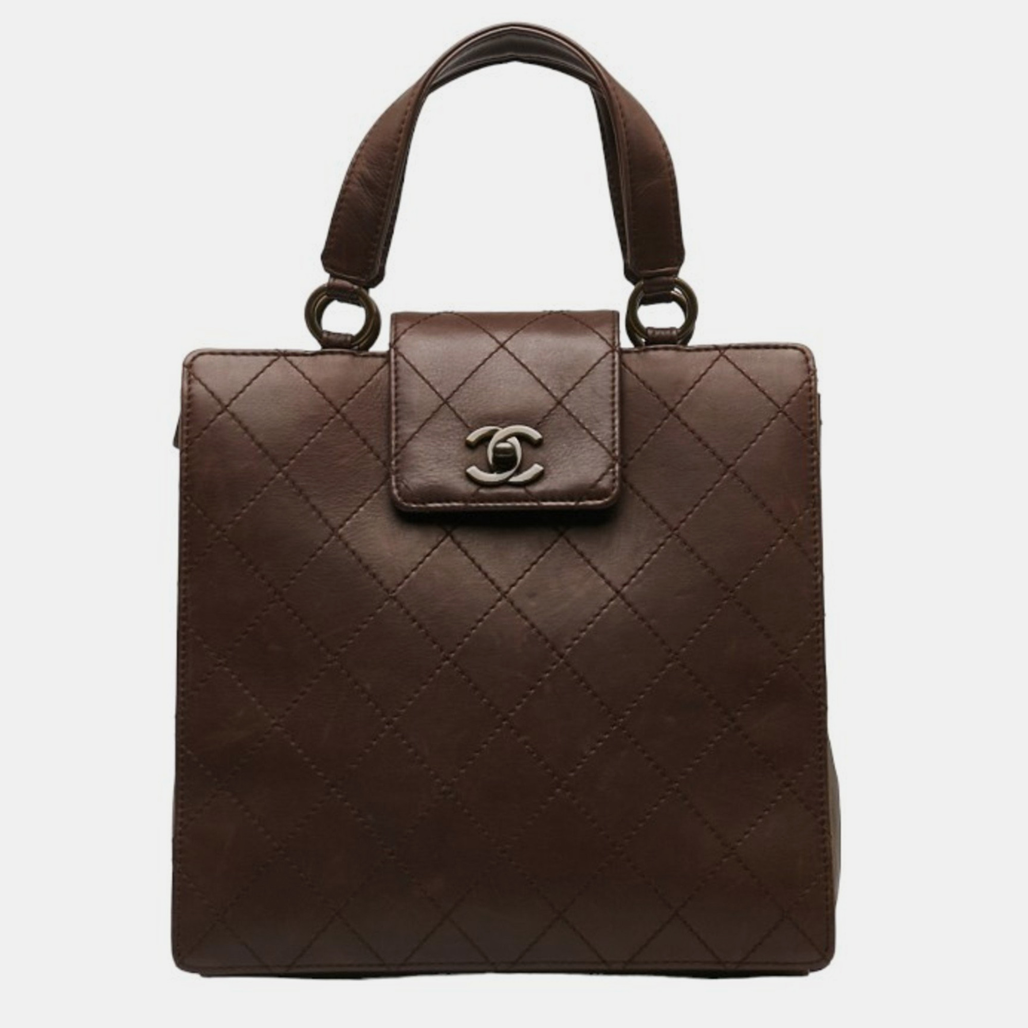 

Chanel Brown Leather Coco Mark Matelasse Handbag