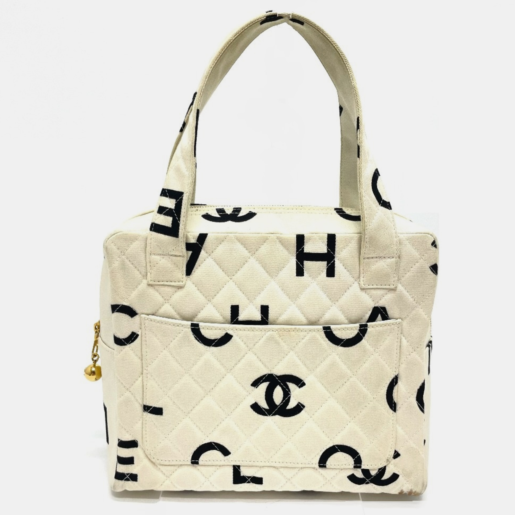 

Chanel Ivory based X Black Cc Mark Tote Bag, White