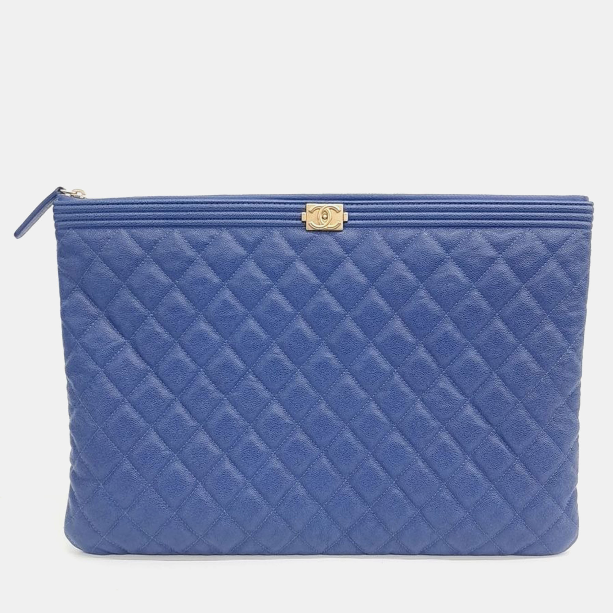 

Chanel Caviar Boy Large Clutch, Blue