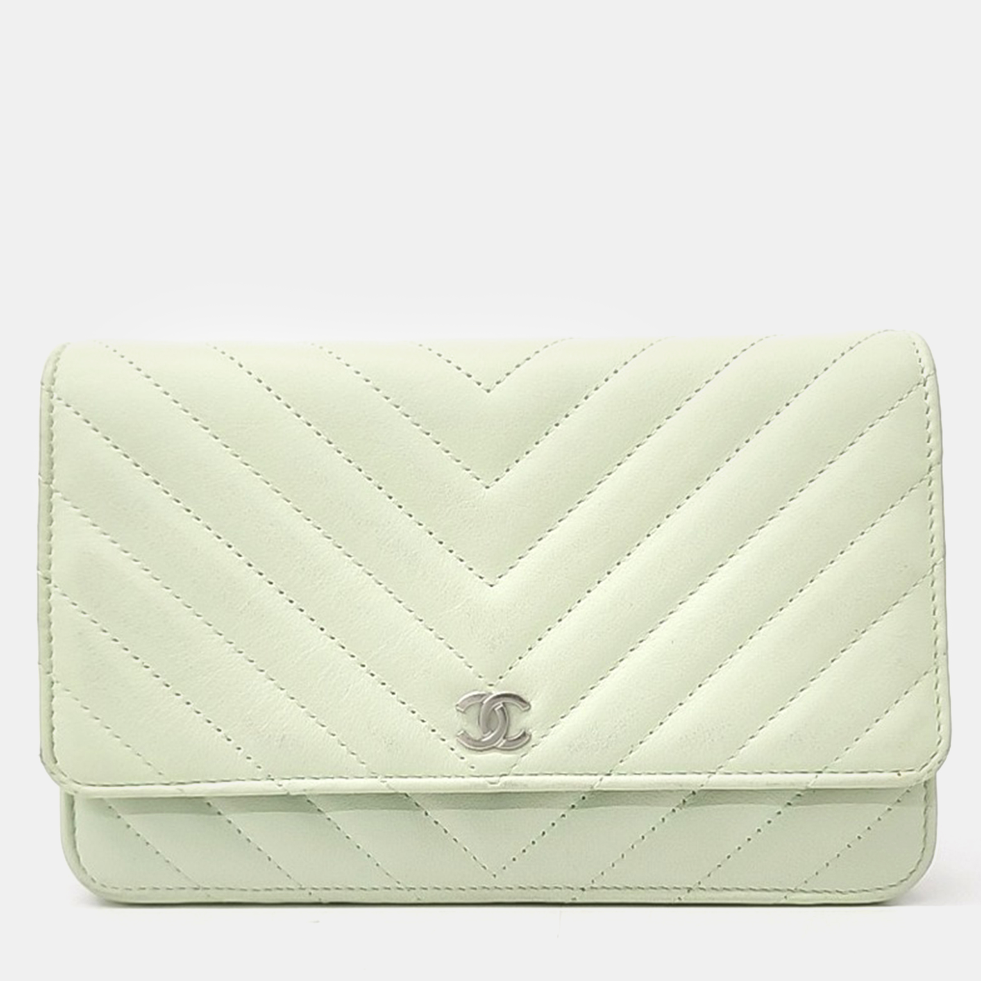 

Chanel Chevron WOC Mini Crossbody Bag, White