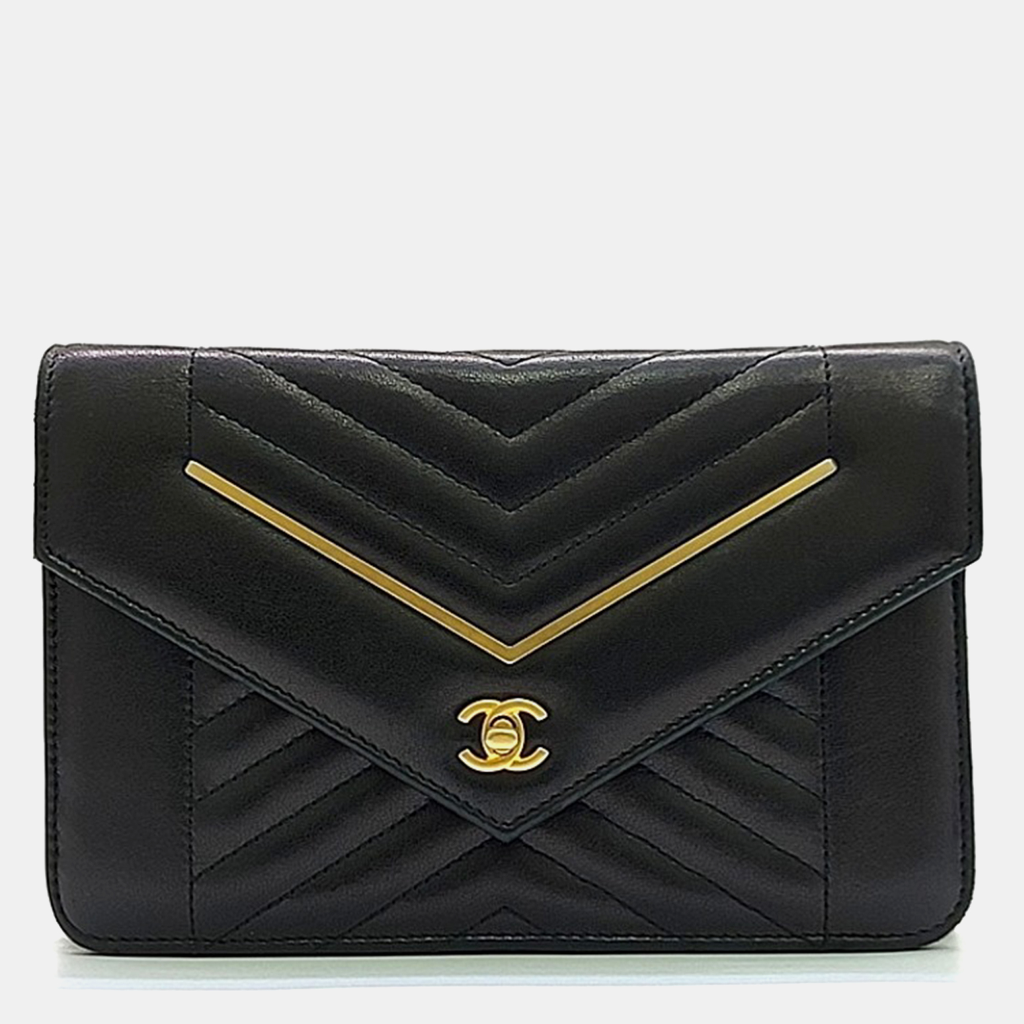 

Chanel WOC Vintage Chevron Mini Crossbody Bag, Black