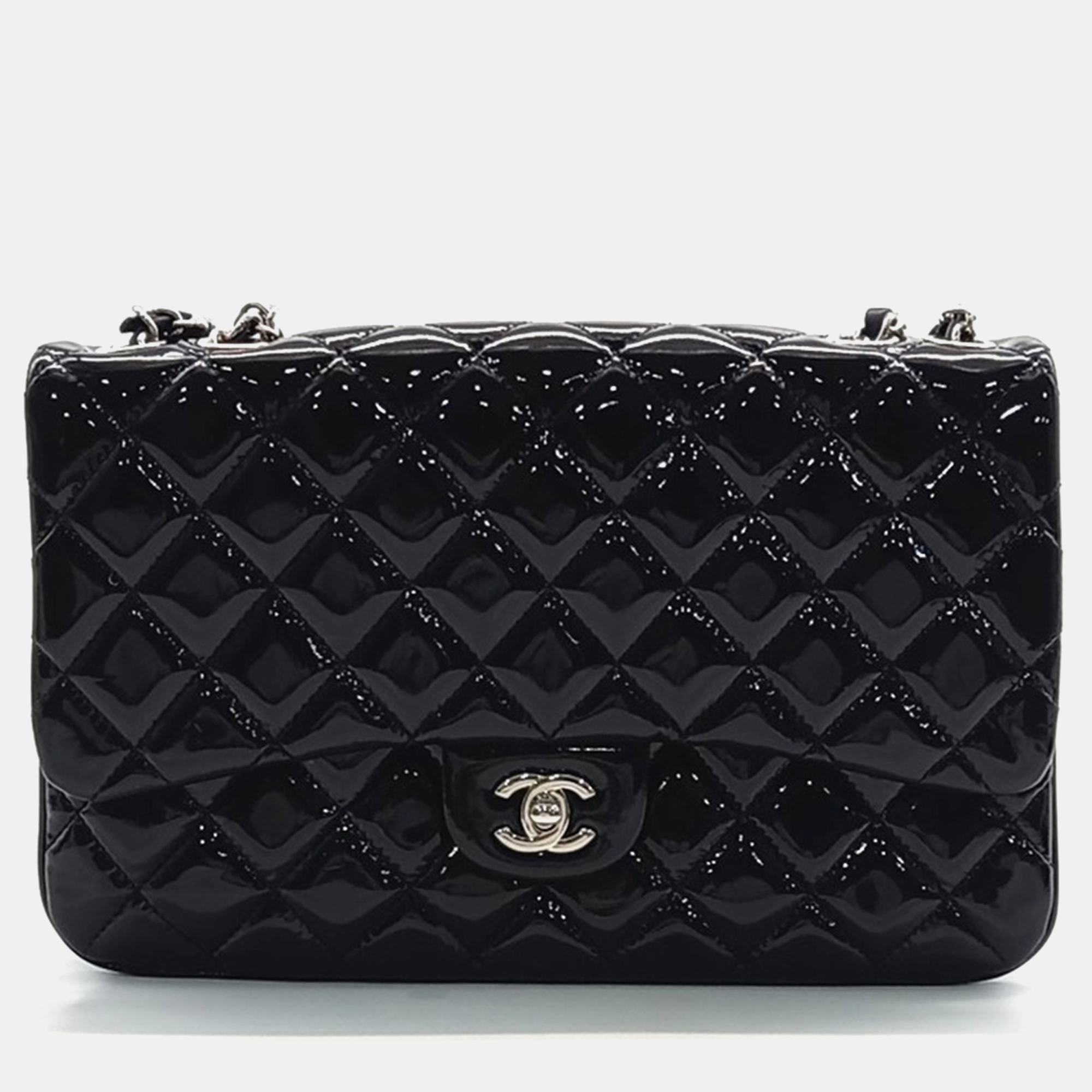 

Chanel patent chain shoulder bag, Navy blue