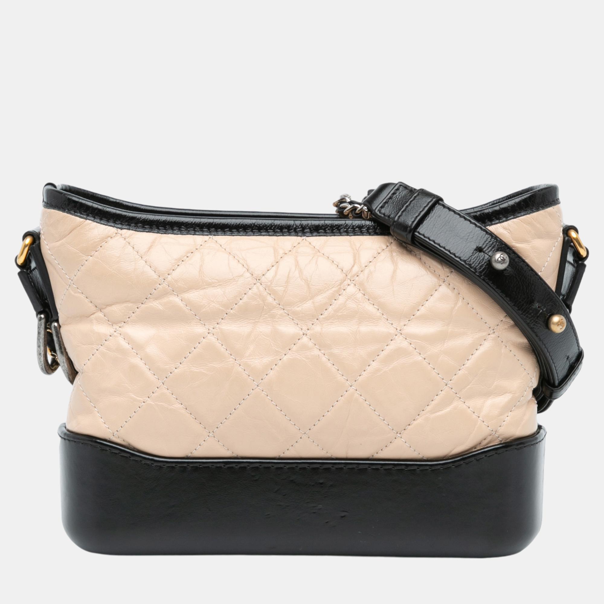 

Chanel Beige/Black Small Aged Calfskin Gabrielle Hobo