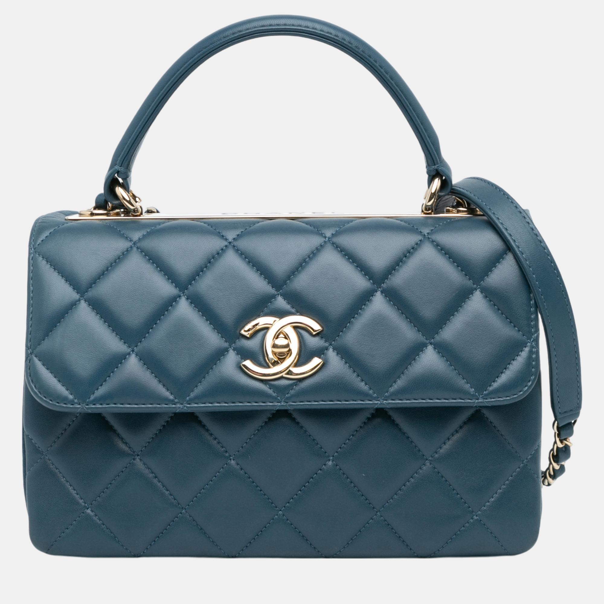 

Chanel Blue Leather Small Lambskin Trendy CC Flap Bag