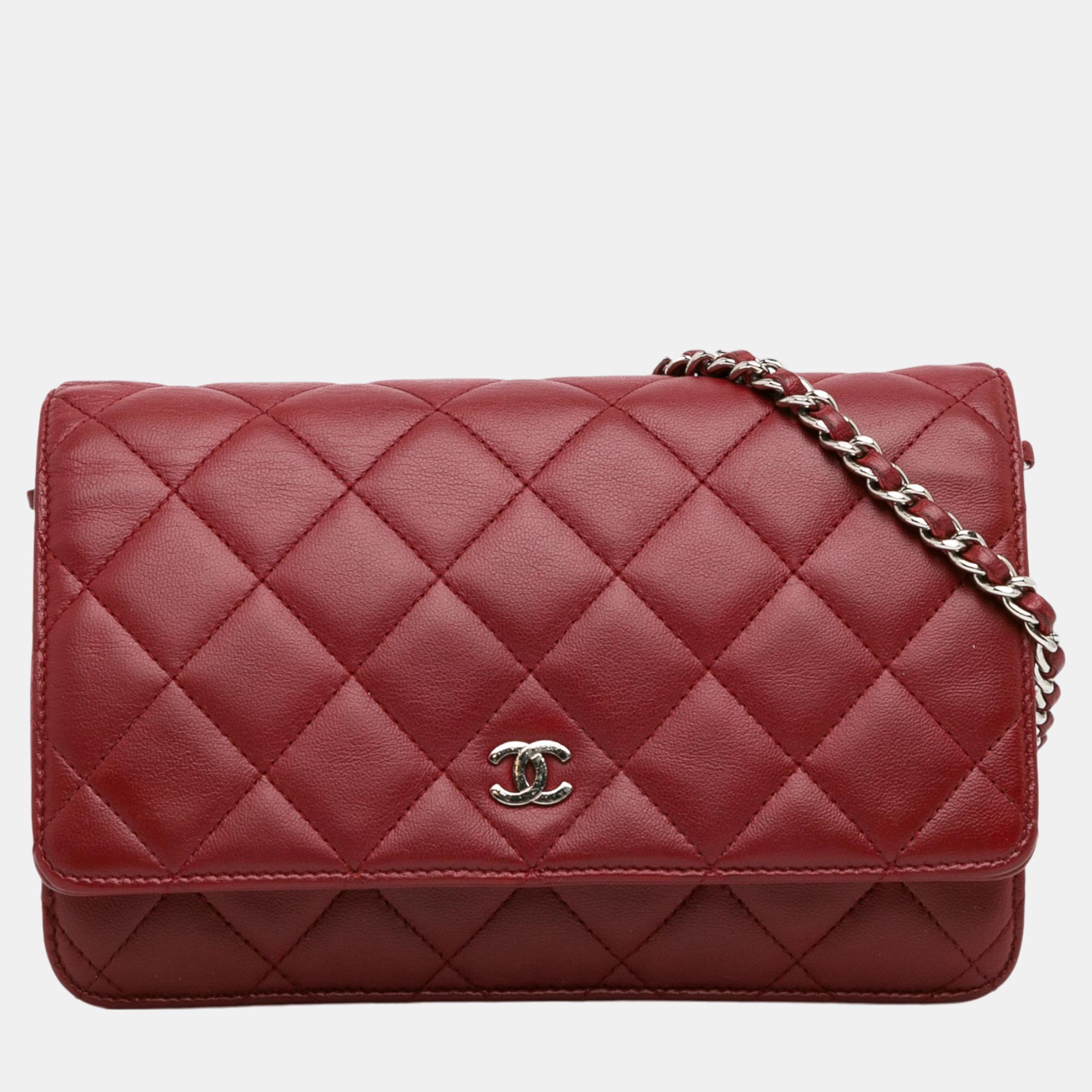 

Chanel Red Classic Lambskin Wallet on Chain