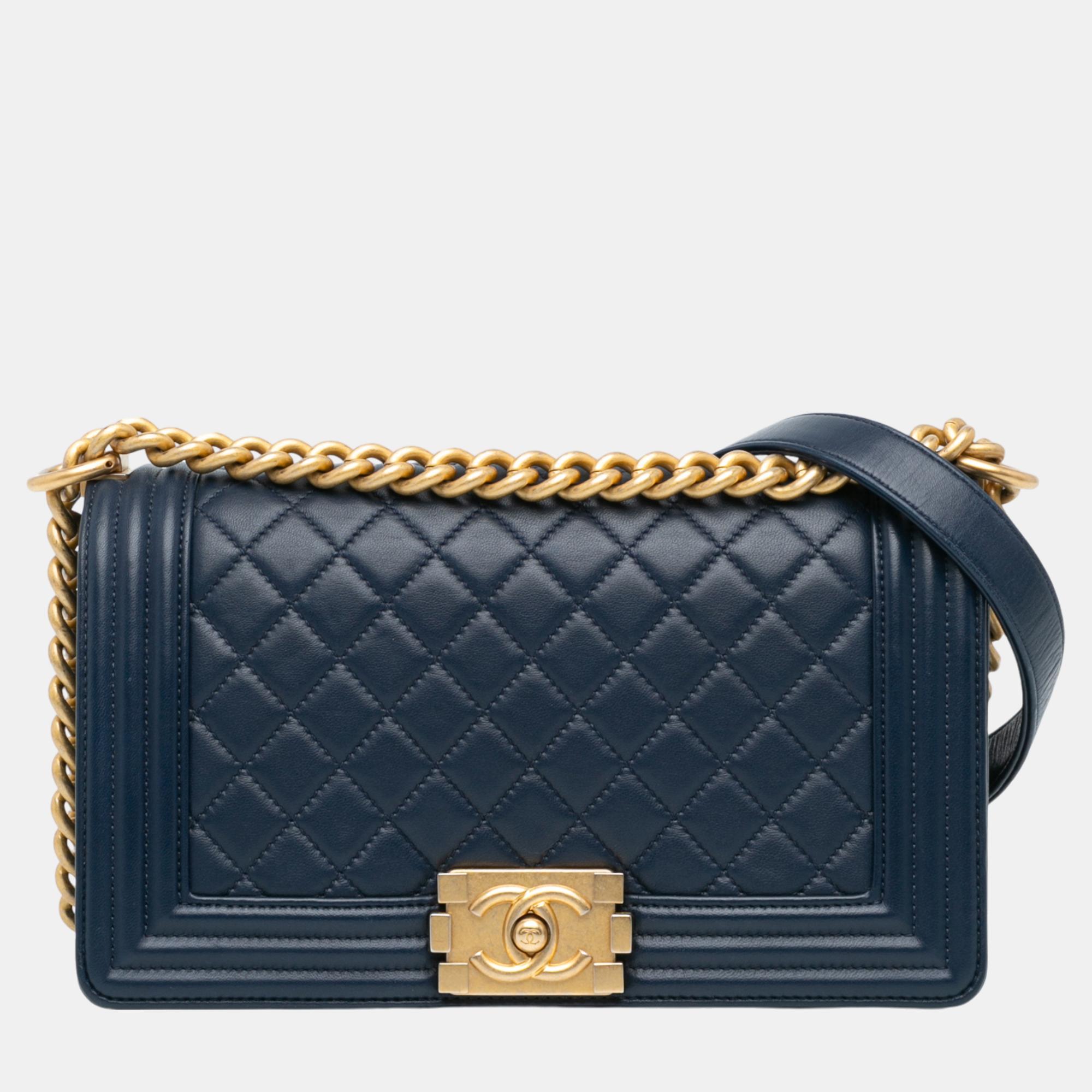 

Chanel Blue Medium Lambskin Boy Flap