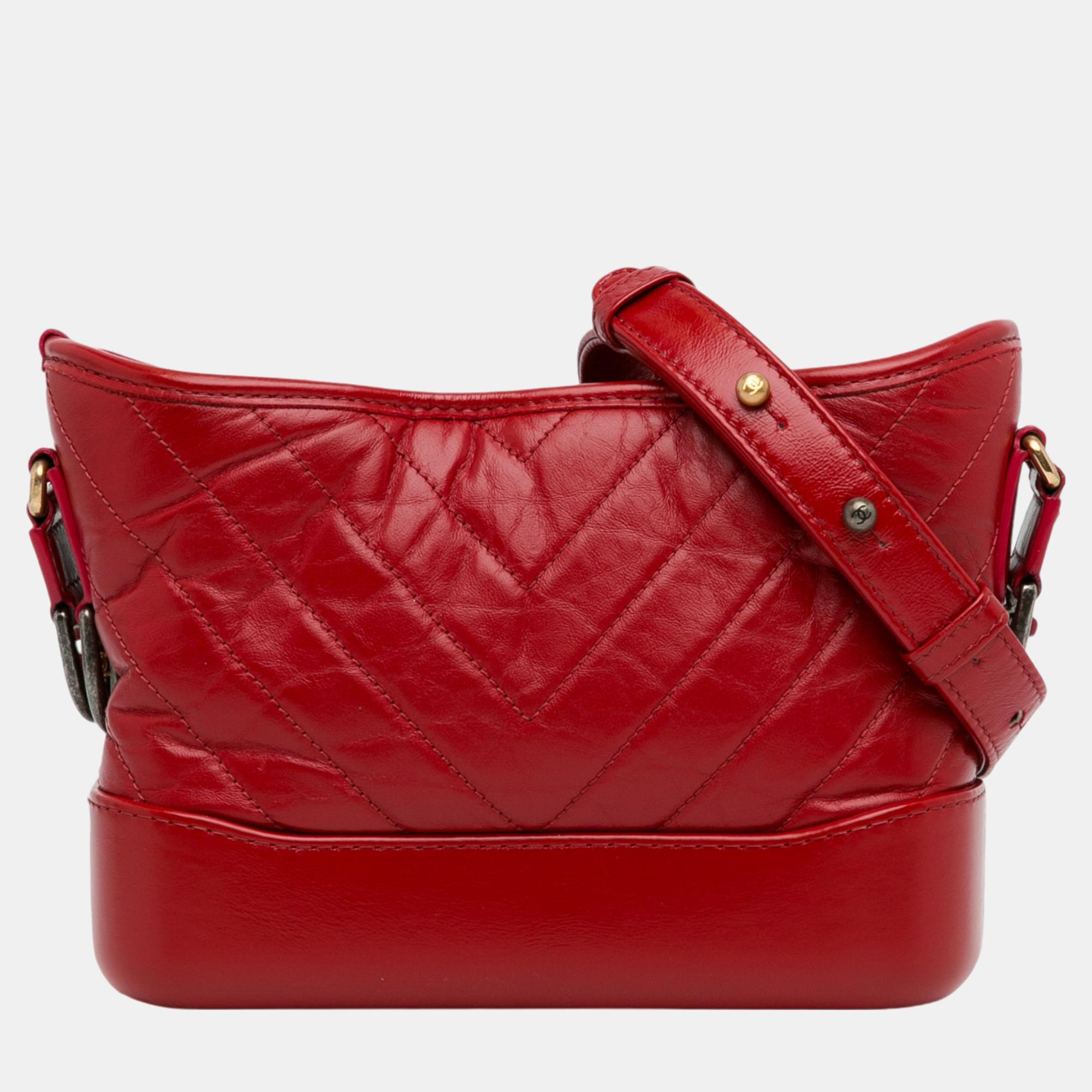 

Chanel Red Small Chevron Lambskin Gabrielle Crossbody