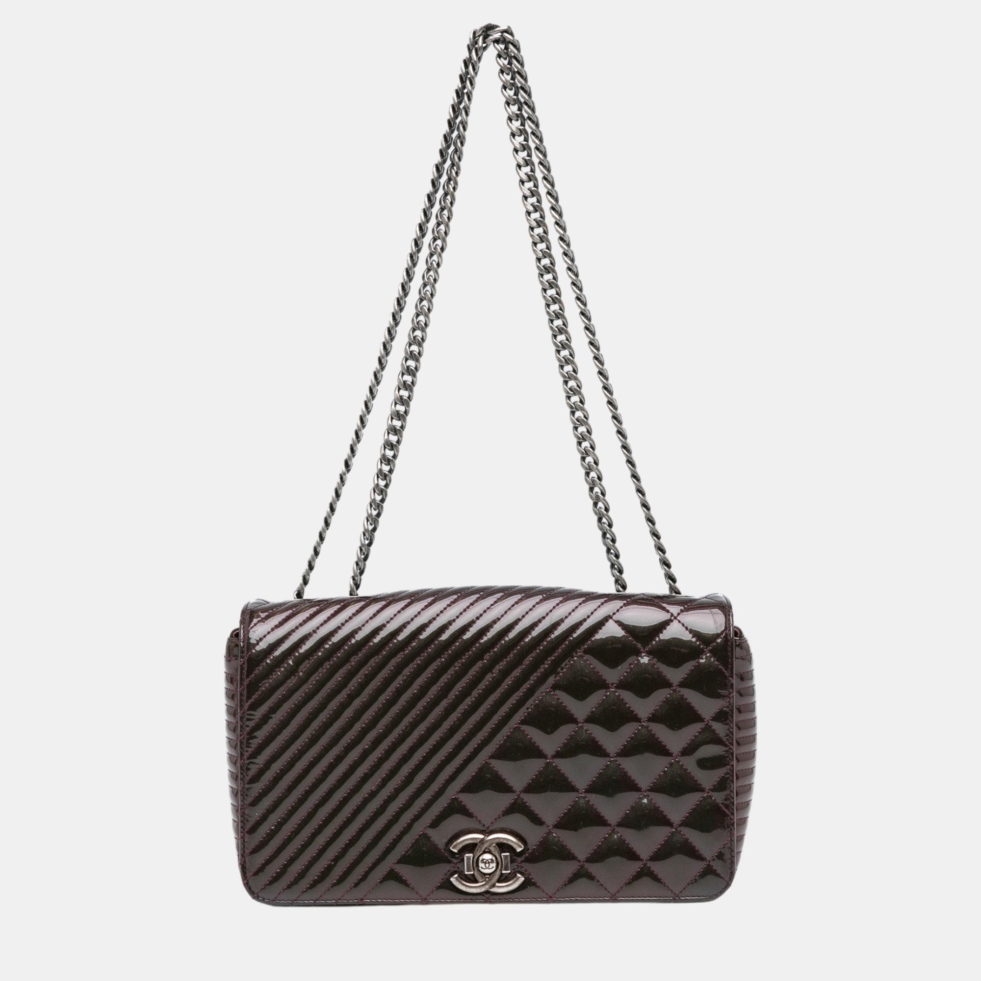 

Chanel Purple Medium Patent Coco Boy Flap