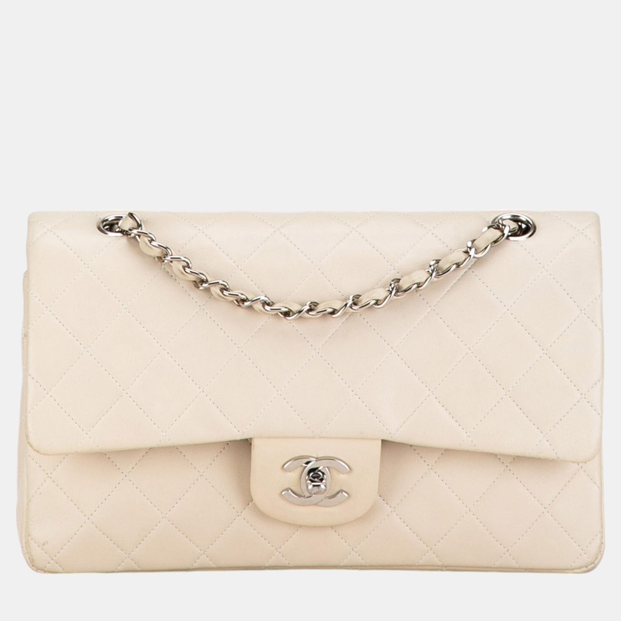 

Chanel Beige Medium Classic Lambskin Double Flap