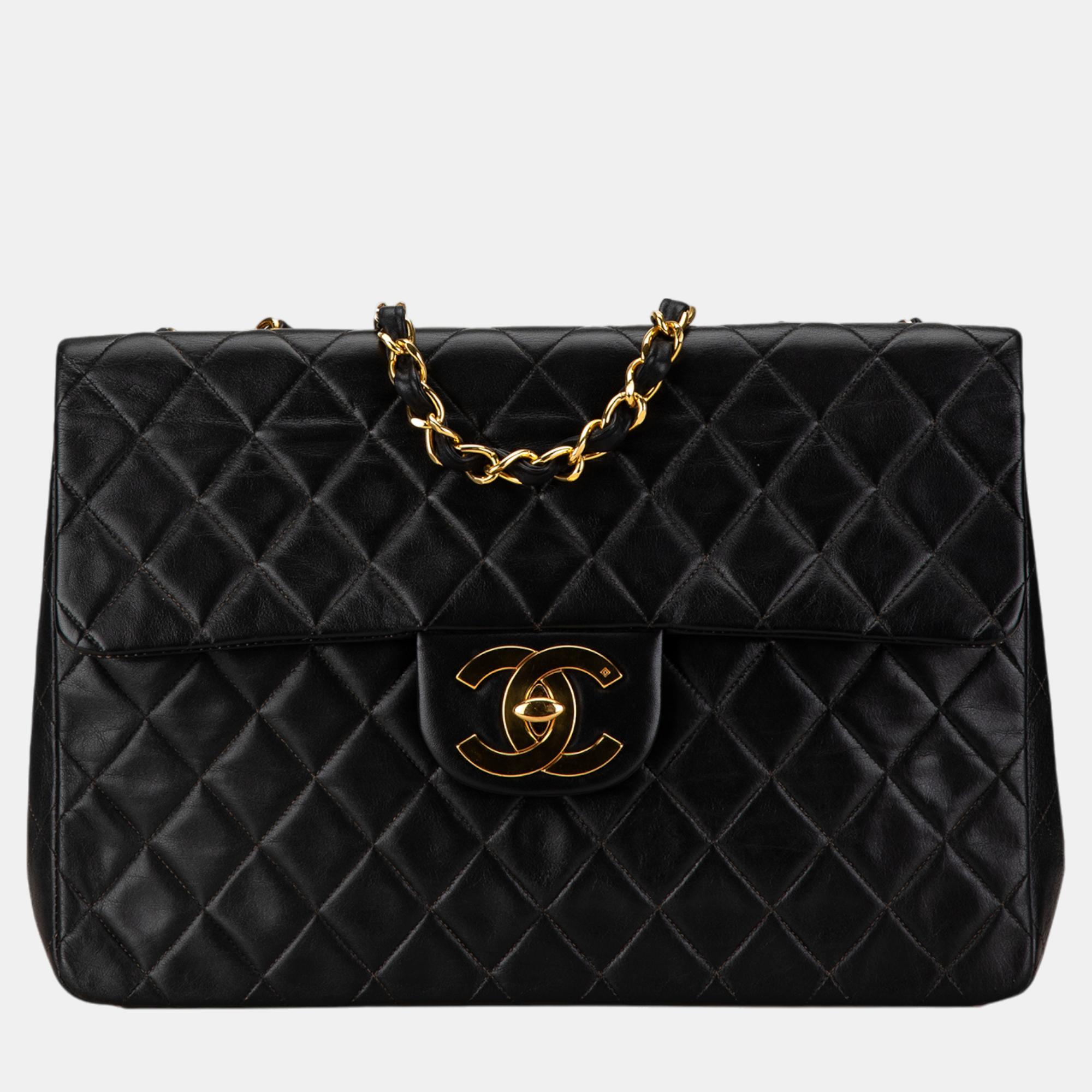 

Chanel Black Maxi  Classic Lambskin Single Flap
