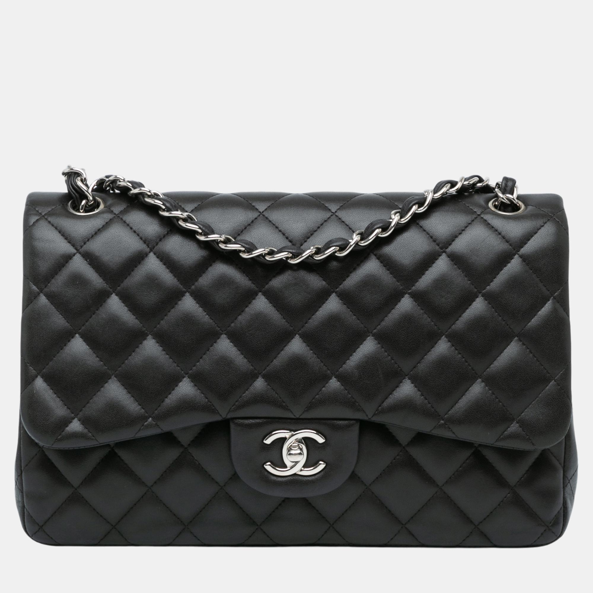 

Chanel Black Jumbo Classic Lambskin Double Flap Bag