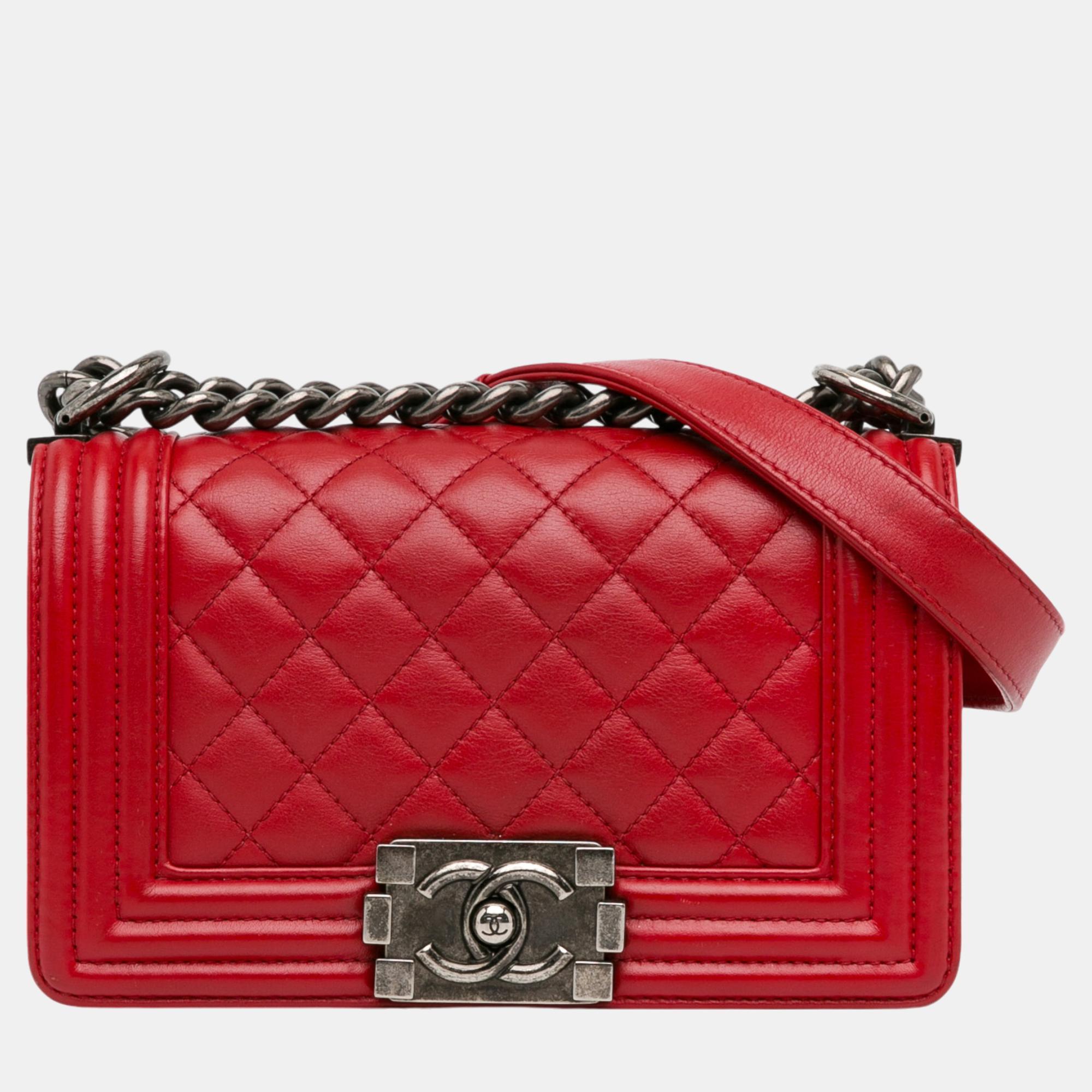 

Chanel Red Small Lambskin Boy Flap