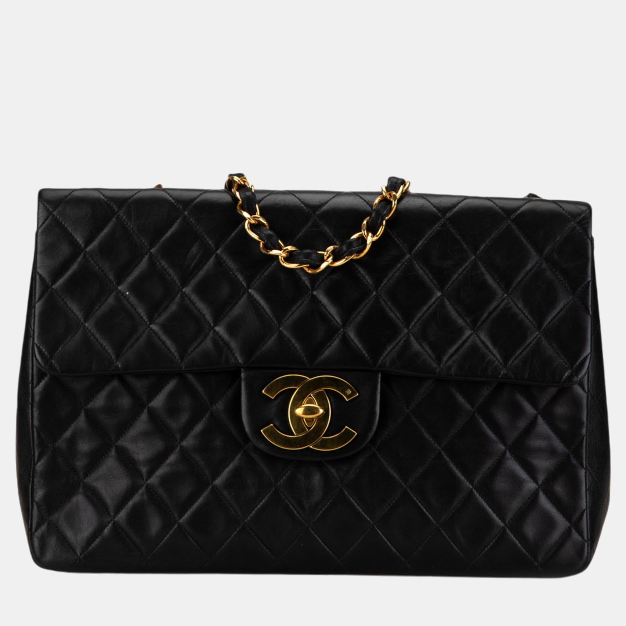 

Chanel Black Maxi  Classic Lambskin Single Flap