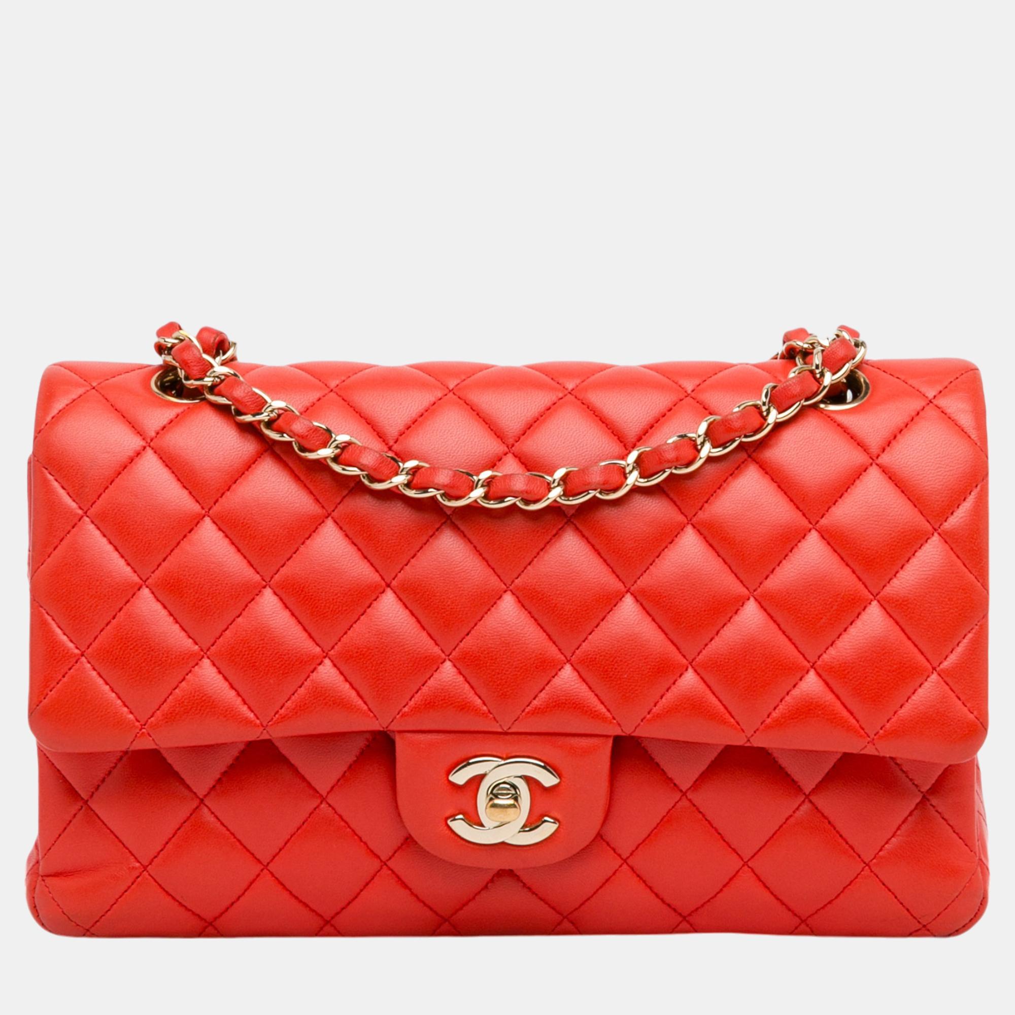 

Chanel Red Medium Classic Lambskin Double Flap