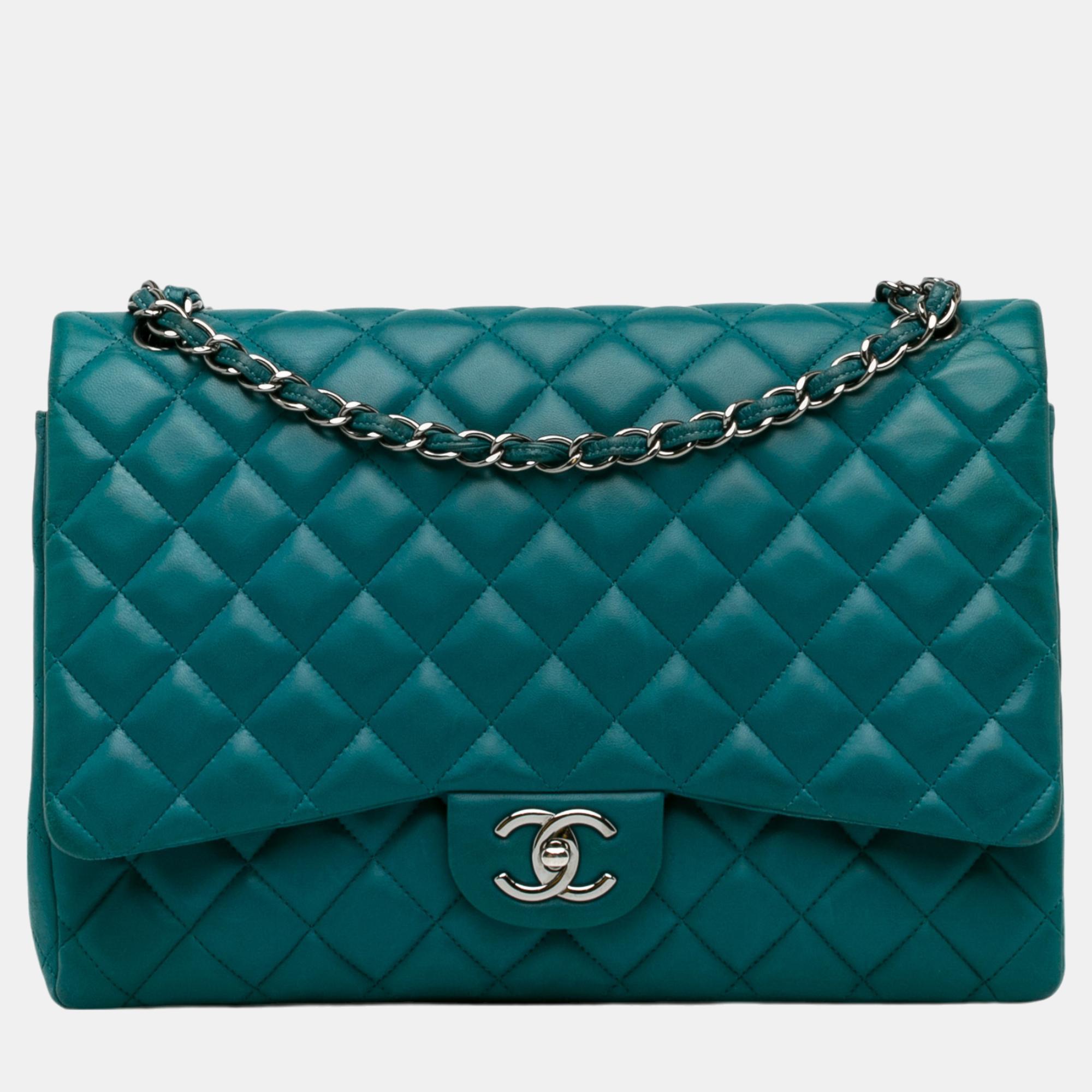 

Chanel Blue Maxi Classic Lambskin Double Flap