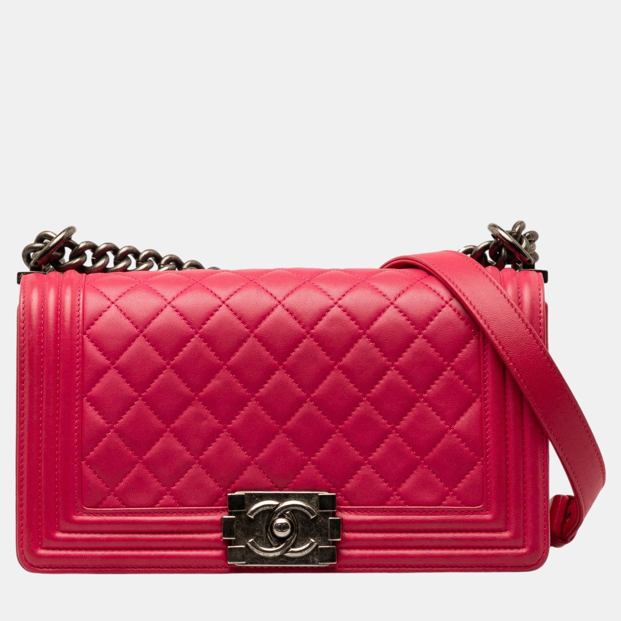 

Chanel Pink Medium Lambskin Boy Flap