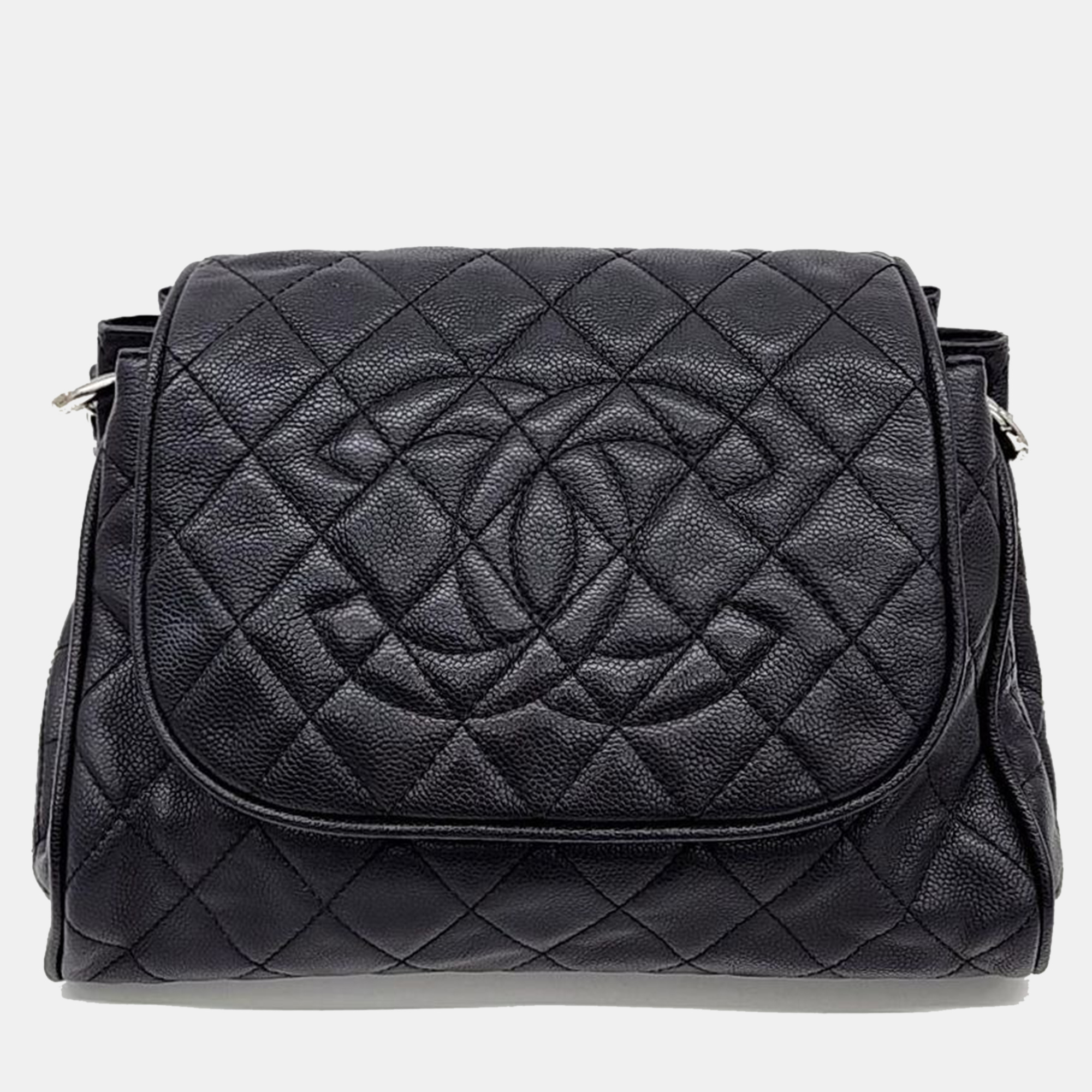 

Chanel caviar chain shoulder bag, Black