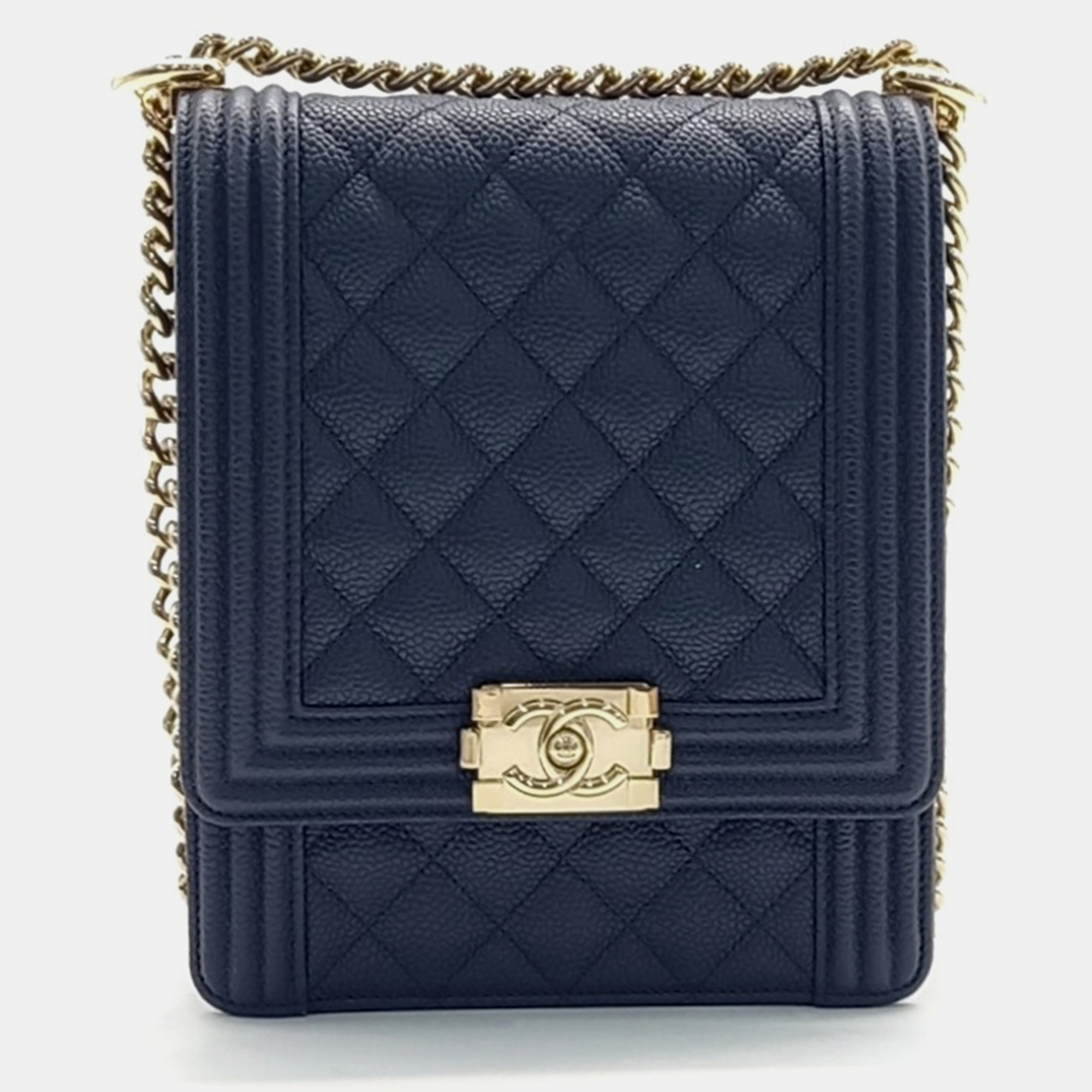 

Chanel Caviar Boy Flap Bag, Navy blue