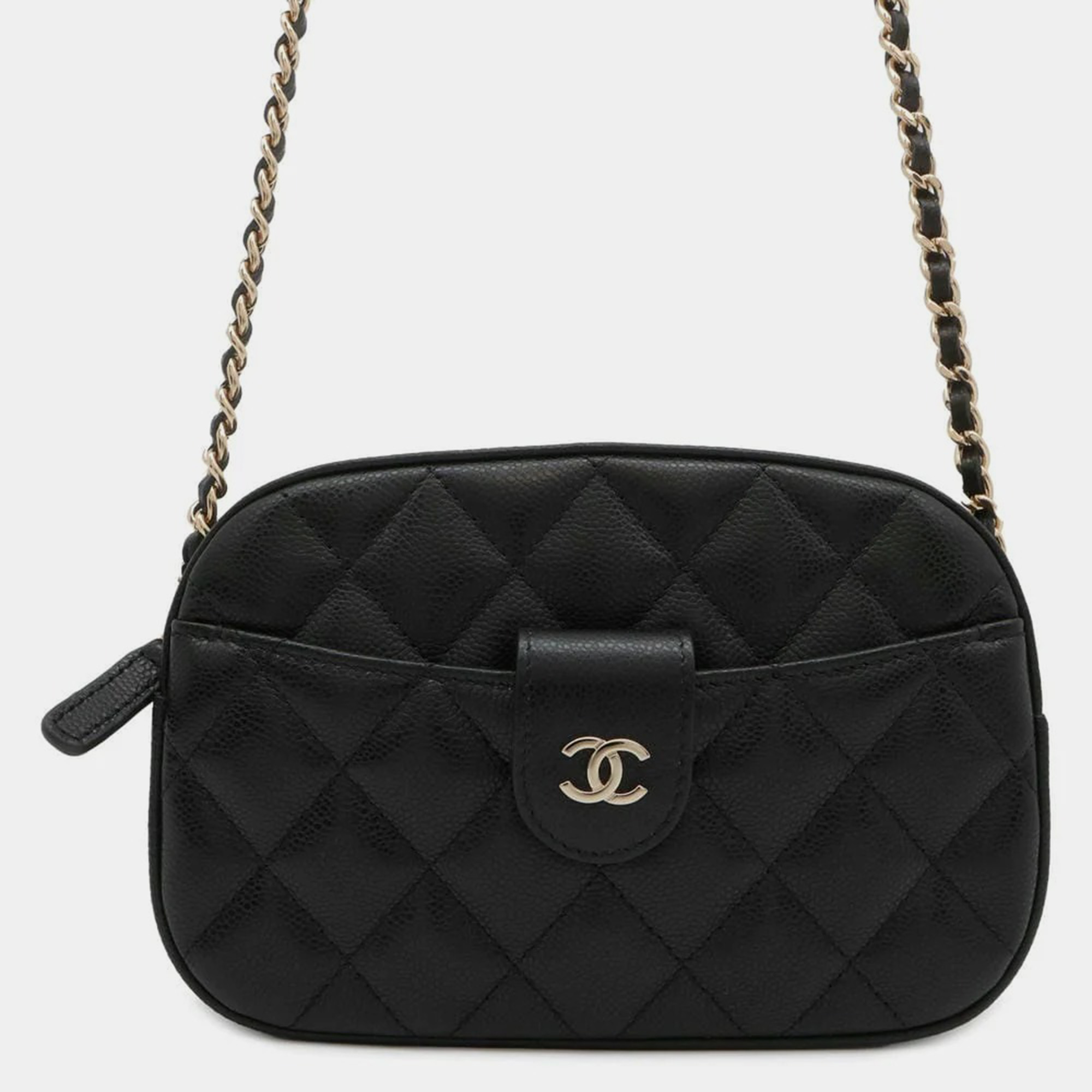 

Chanel Black Caviar Leather Matelasse Chain Shoulder camera bag