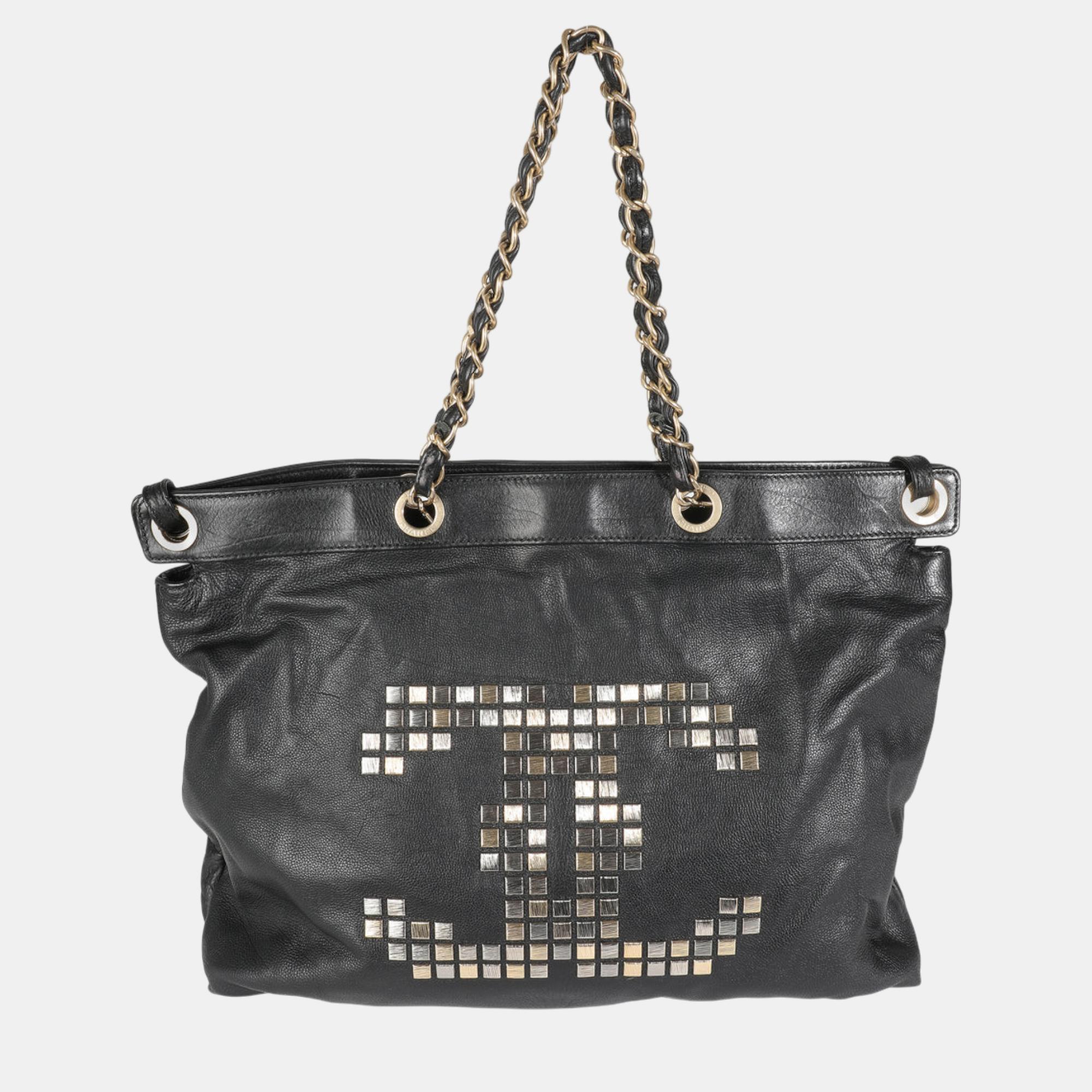 

Chanel Black Grained Calfskin Mosaic CC Tote bag