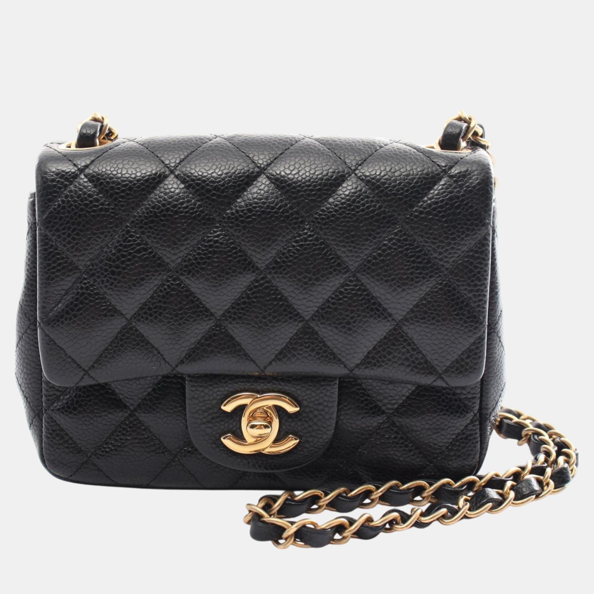 

Chanel Black Caviar Skin (Grained Calf) Matelasse Shoulder Bag