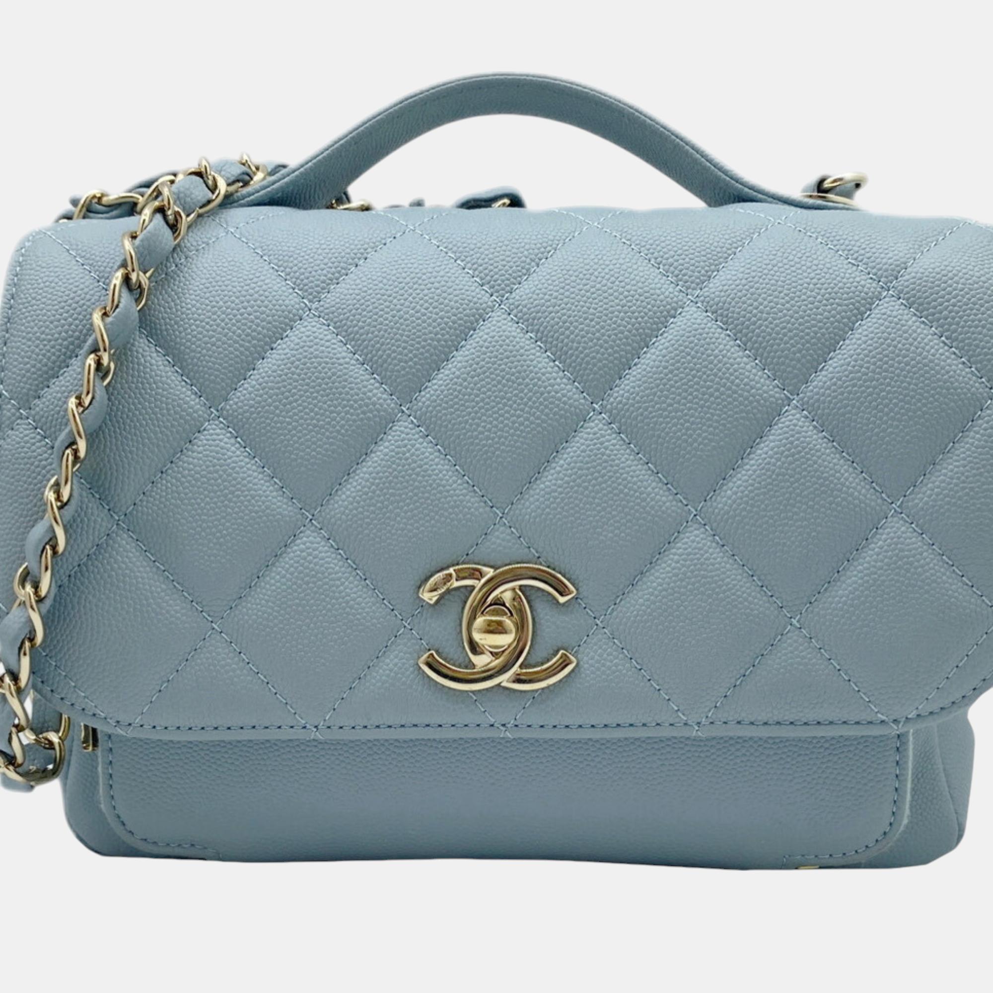 

Chanel Blue Champagne Caviar Skin Matelasse Affinity Handbag